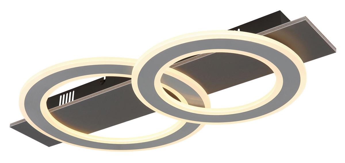 LED-DECKENLEUCHTE Antharzit, Grau, ca. 63x35x7cm - Anthrazit/Opal, Design, Kunststoff/Metall (63/35/7cm) - Globo