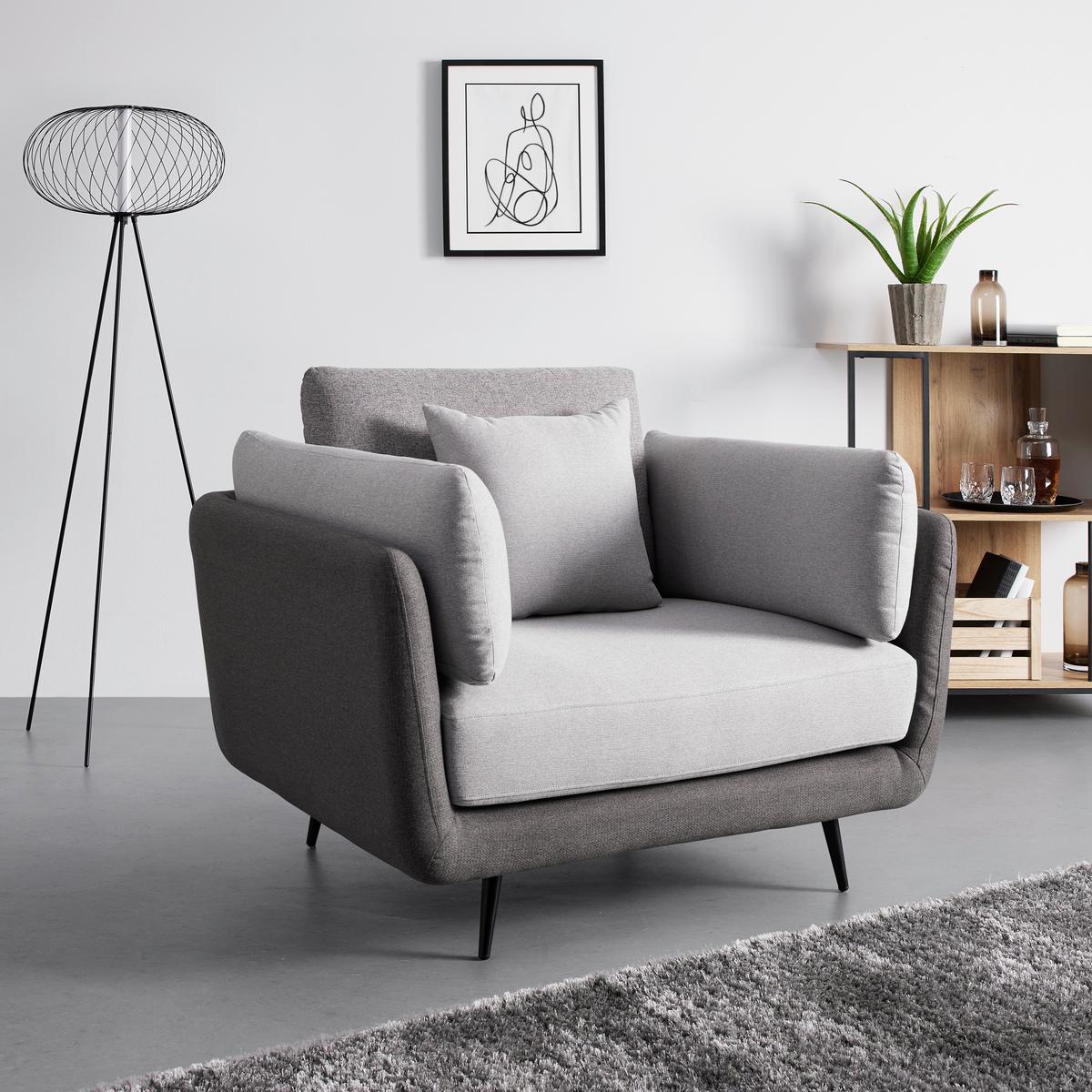 Kreslo GENESIS - čierna/sivá, Modern, kov/drevo (112/65/91cm) - Bessagi Home