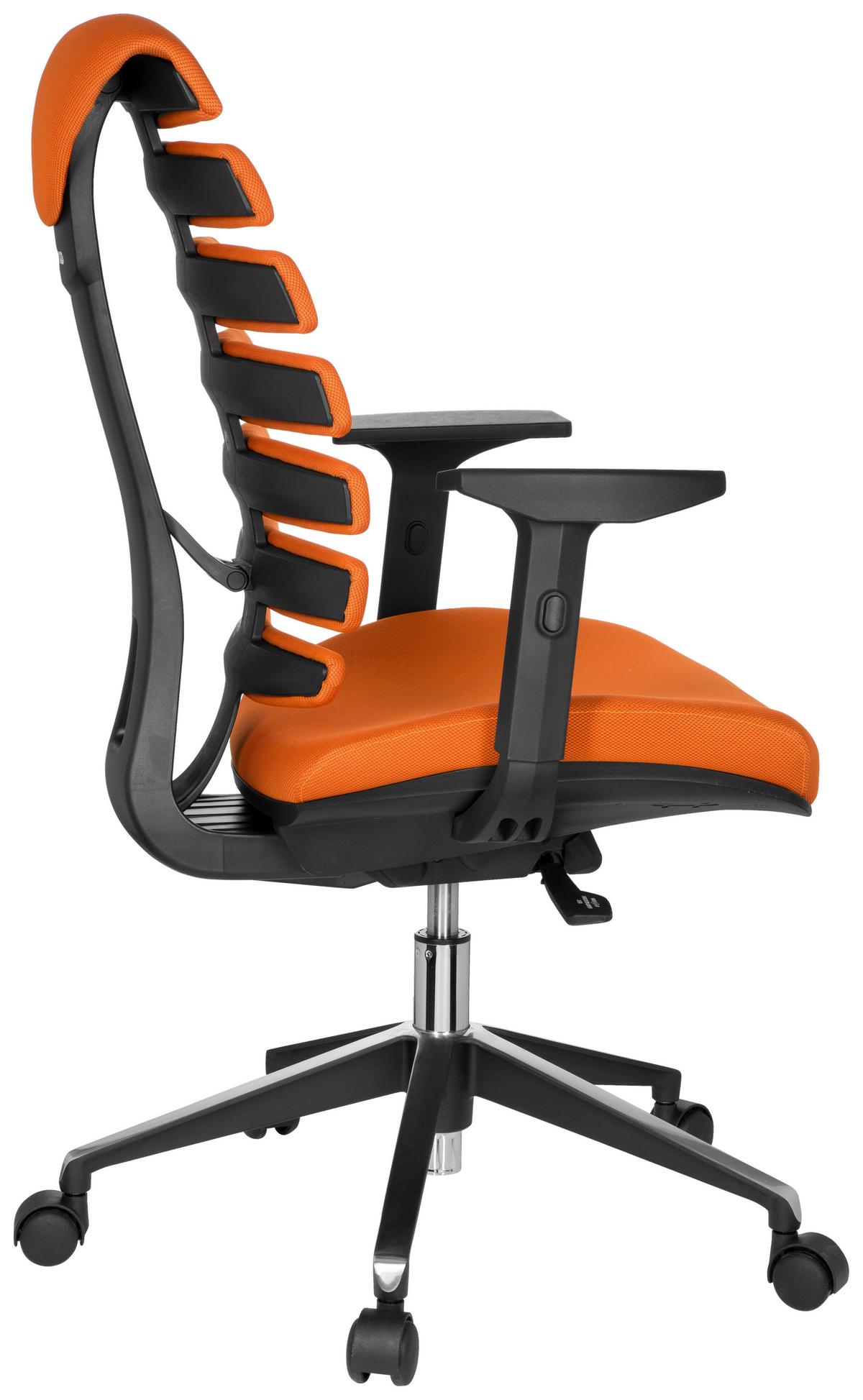 Drehstuhl Ergo Line Ii Orange - Schwarz/Orange, MODERN, Kunststoff/Textil (65/115/50cm) - MID.YOU