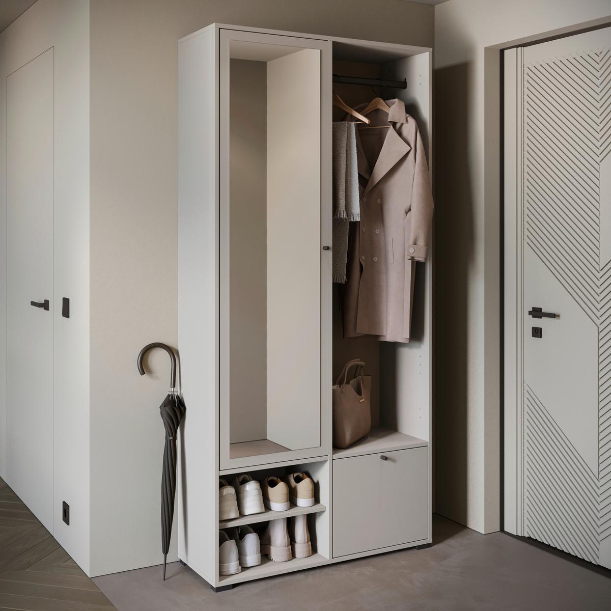 Garderobe Dino Beige-Kaschmir B: 90 Cm - Kaschmir/Beige, Trend, Holzwerkstoff (90/190/33cm)