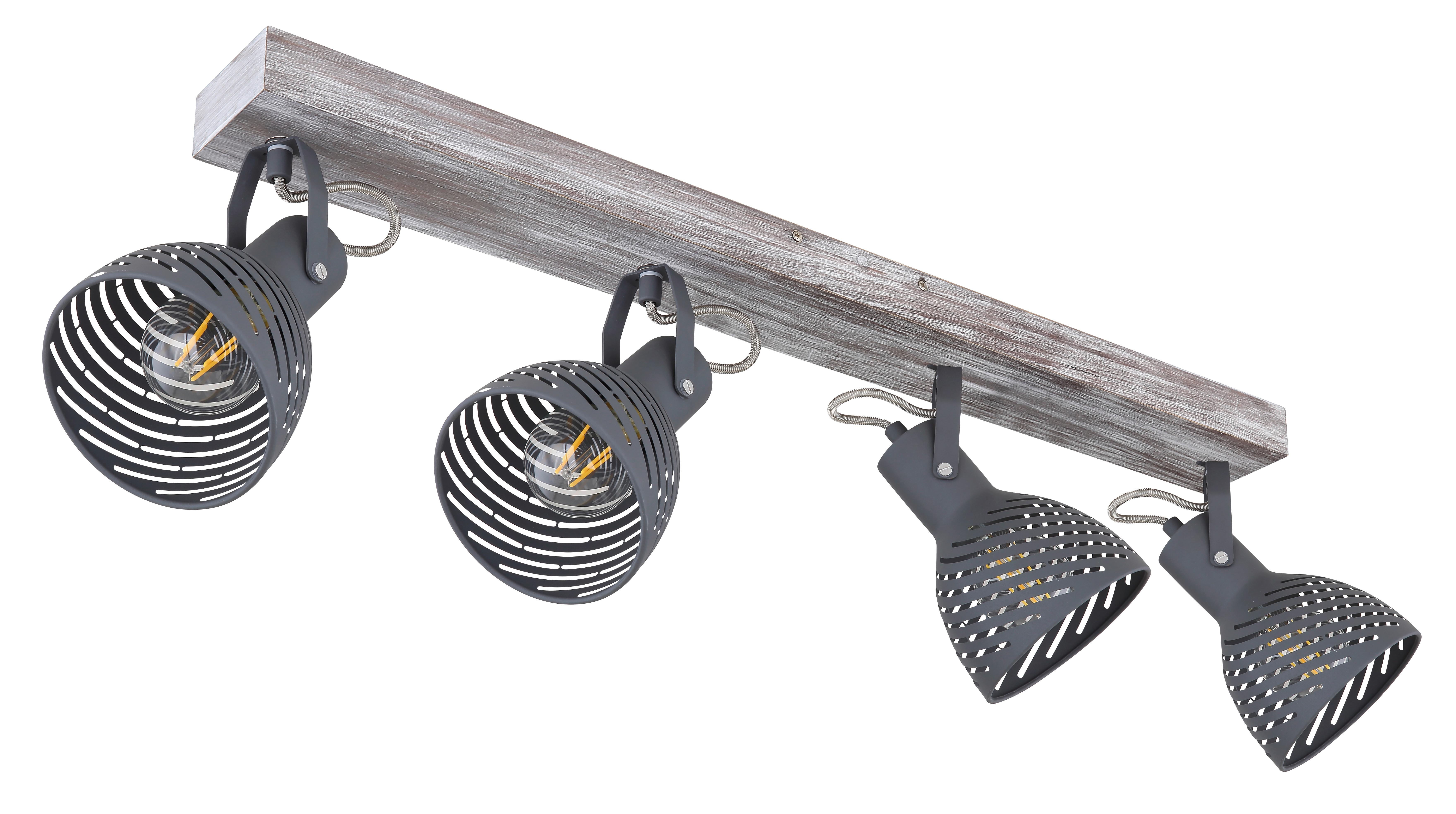 Strahler 4-flammig Verstellbar L: 80 Cm - Blau/Naturfarben, Basics, Holz/Metall (80/12,5/25cm) - Globo