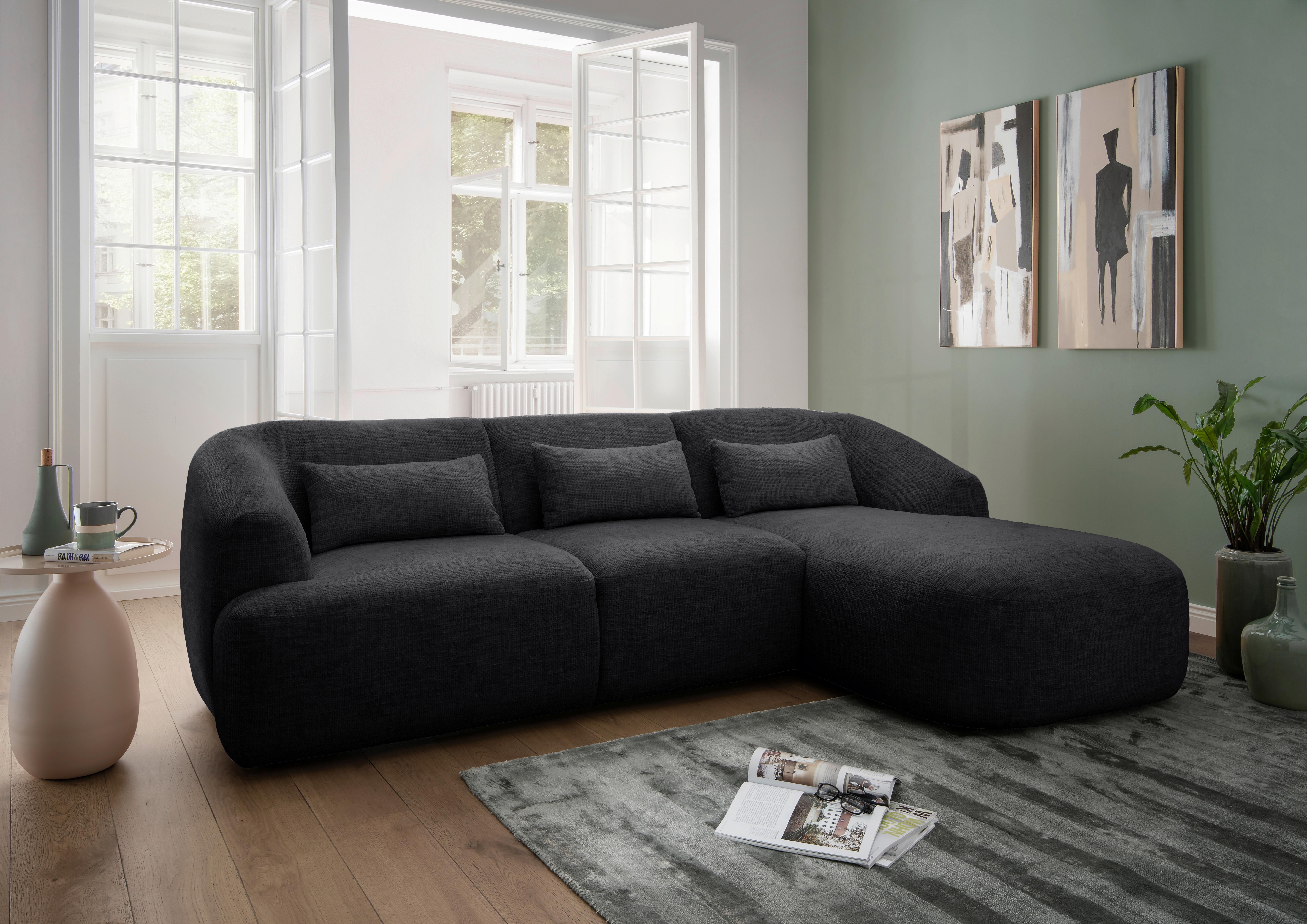 Ecksofa Caponi, Scwarz S: 256x160 Cm - Schwarz, MODERN, Textil (256/160cm) - Livetastic