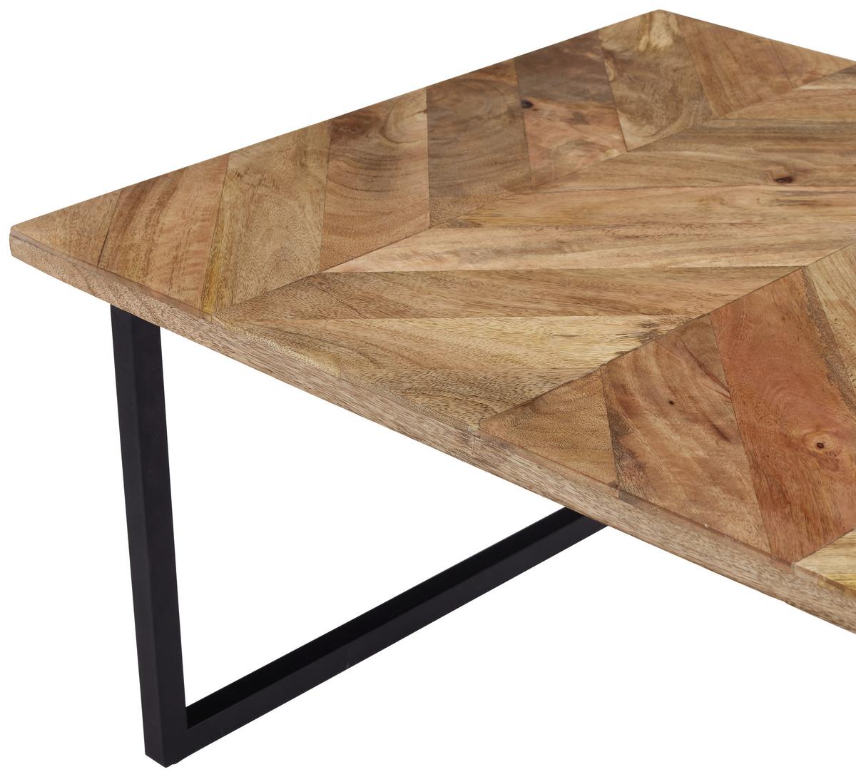 Couchtisch Holz massiv Industrial, Mangoholz - Schwarz/Braun, MODERN, Holz/Metall (70/35/56cm)