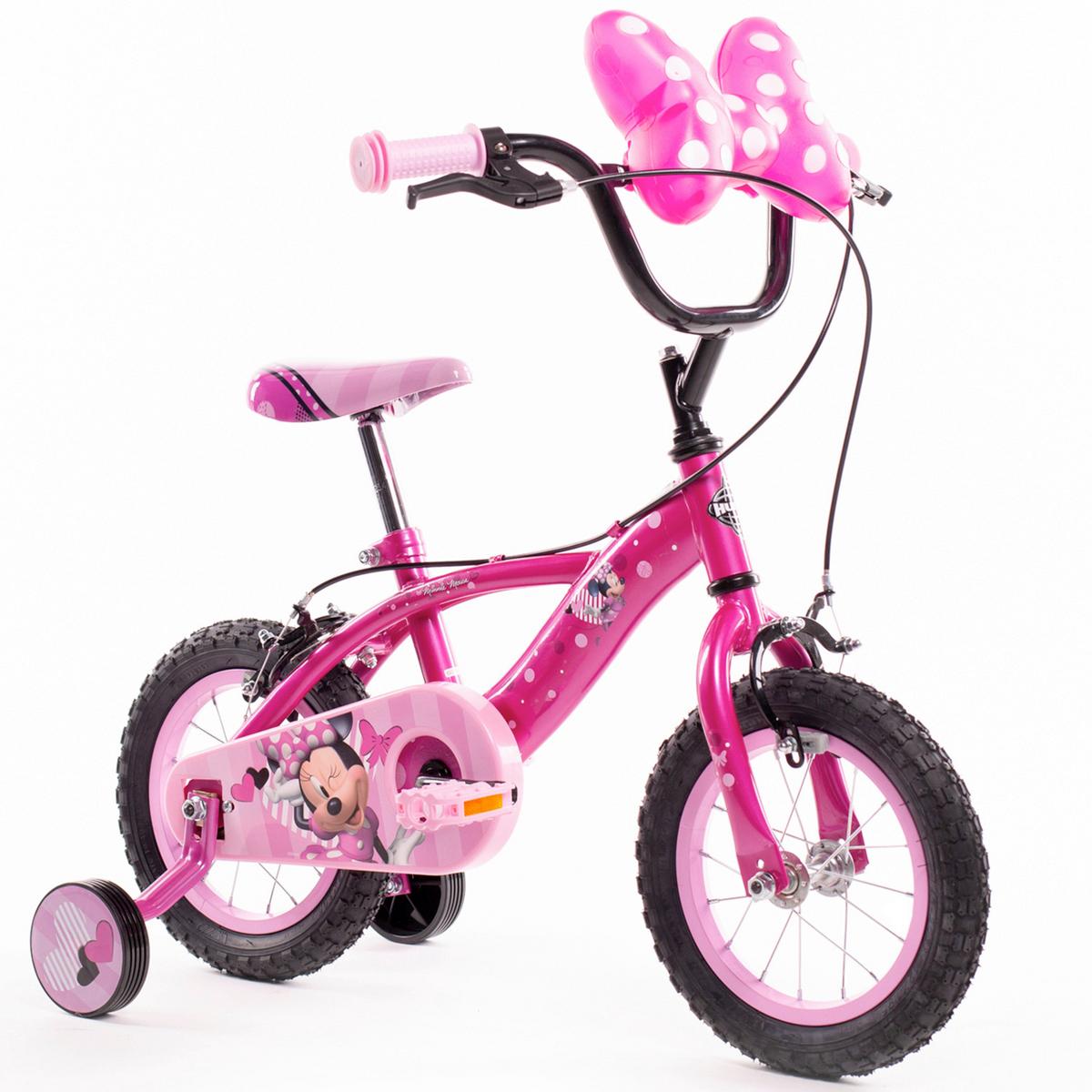 Kinderfahrrad mit Stützrädern Huffy Minnie 12 Zoll - Pink, Basics, Metall (54/84,5/73,5cm)