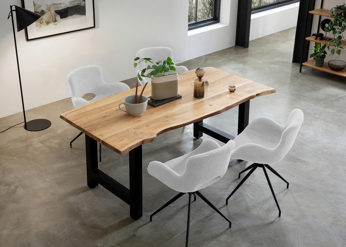 Esstisch Naturfarben/schwarz B: 160 Cm - Schwarz/Naturfarben, MODERN, Holz/Metall (160/85/76,5cm) - Livetastic