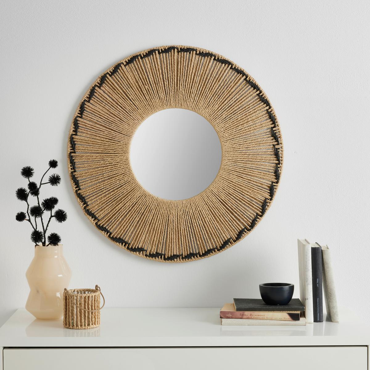 Nástěnné zrcadlo P: 65 cm - hnědá, Romantický / Rustikální, kov/kompozitní dřevo (65/65/1cm) - Premium Living