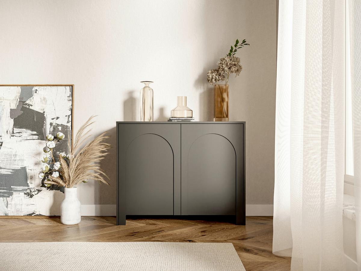 Čierna komoda, bezúchytkové otváranie, š: 100 cm - čierna, Design, kompozitné drevo (100/81/35cm)