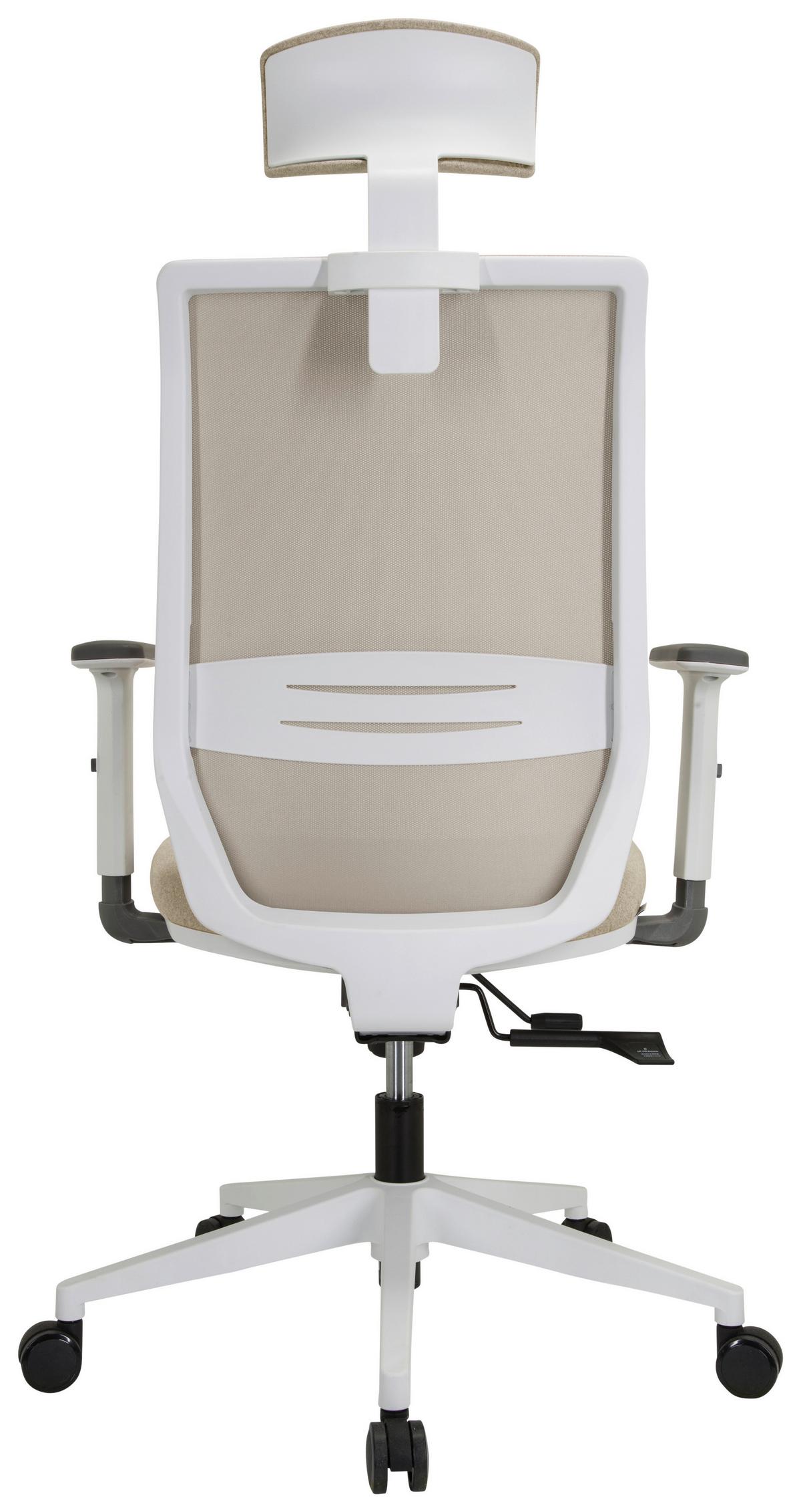 Bürostuhl Profondp Pro Weiß/Beige Bis 120 Kg - Beige/Weiß, Basics, Kunststoff/Textil (70/117/62cm) - MID.YOU
