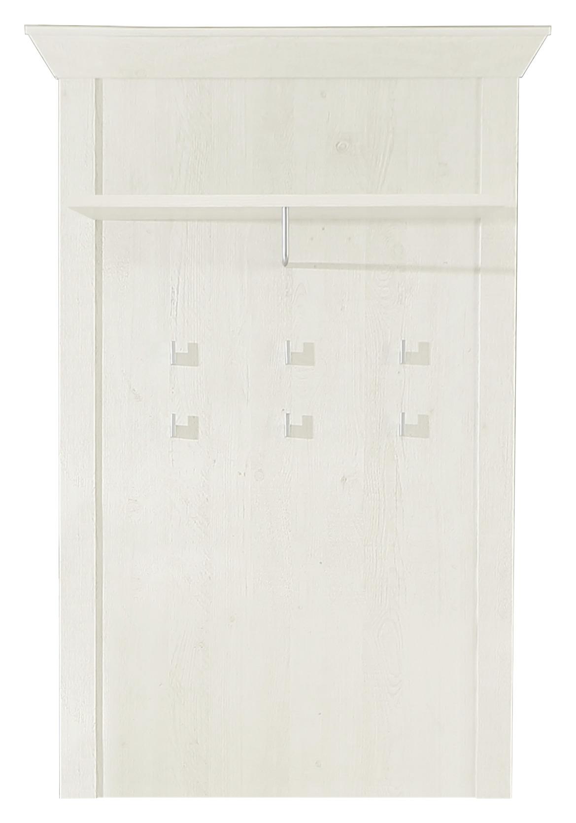 Garderobenpaneel Kashmir Pinien Dekor Hutablage B: 97cm - Weiß/Pinienfarben, Basics, Holzwerkstoff/Kunststoff (97,3/153,6/27,5cm)