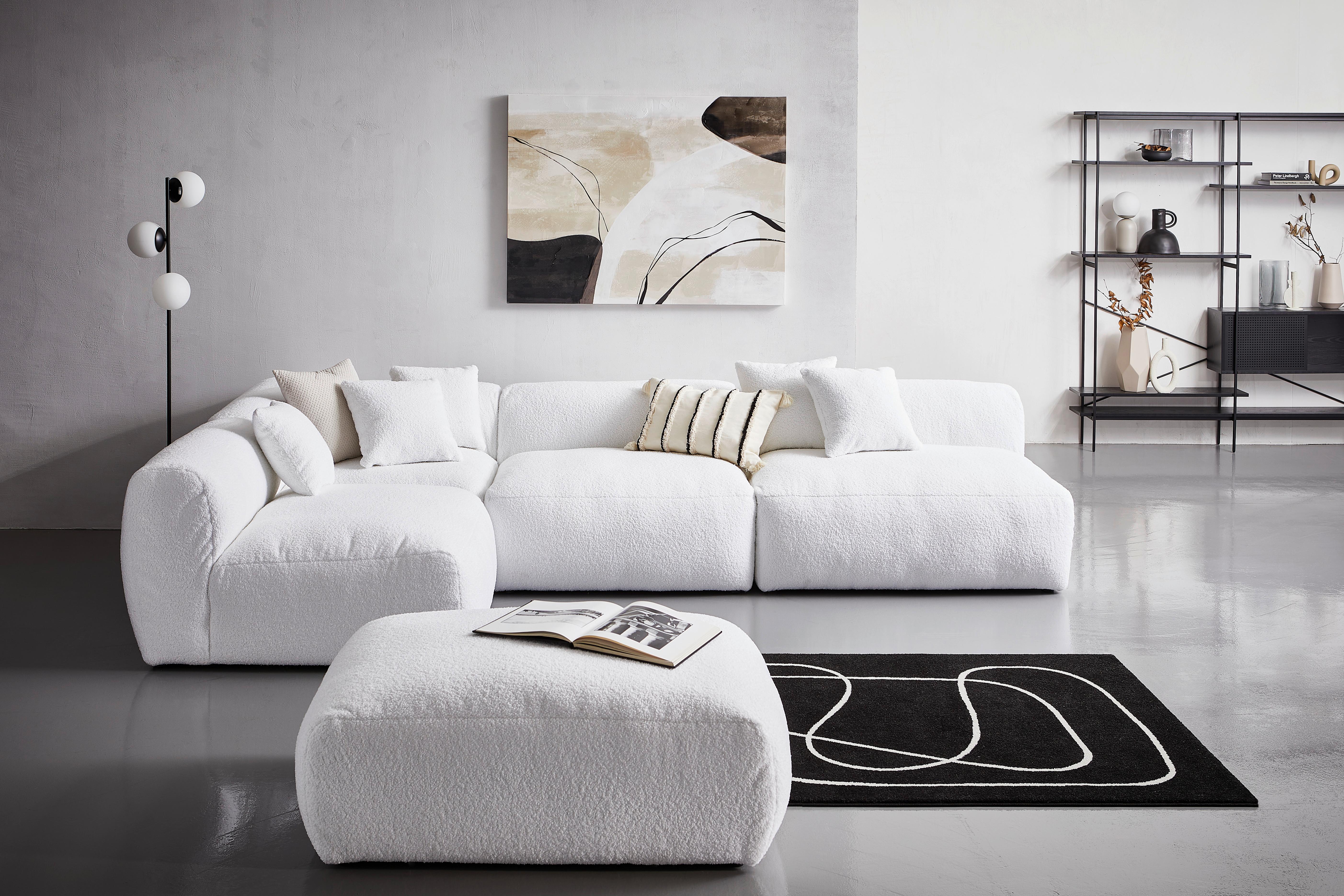 Ecksofa Bloom - Weiß, Trend, Textil (235/315cm) - Livetastic