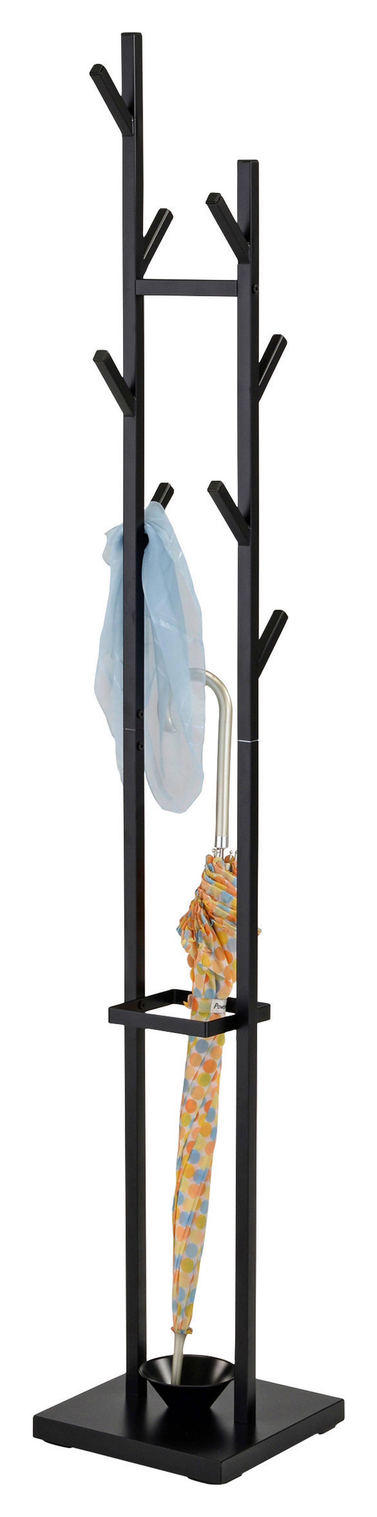 Kleiderständer Paris Schwarz Metall, 8 Hacken, H: 173,5 Cm - Schwarz, MODERN, Kunststoff/Metall (28,5/173,5/28,5cm)