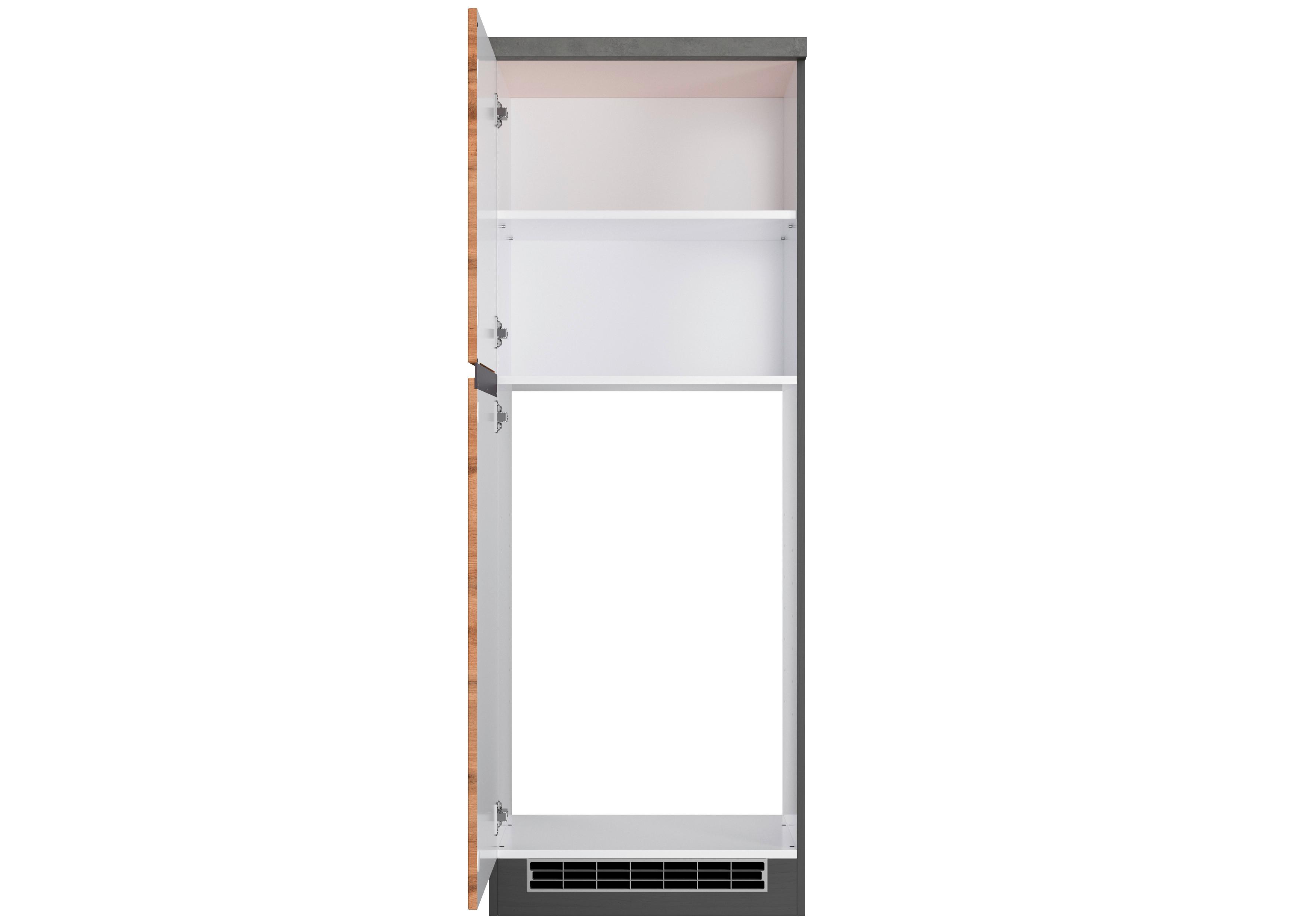 Kühlschrank-Umbauschrank Turin 60 cm Graphitfarben/Eiche - Eiche Wotan/Graphitfarben, Design, Holzwerkstoff (60/166/60cm) - Held
