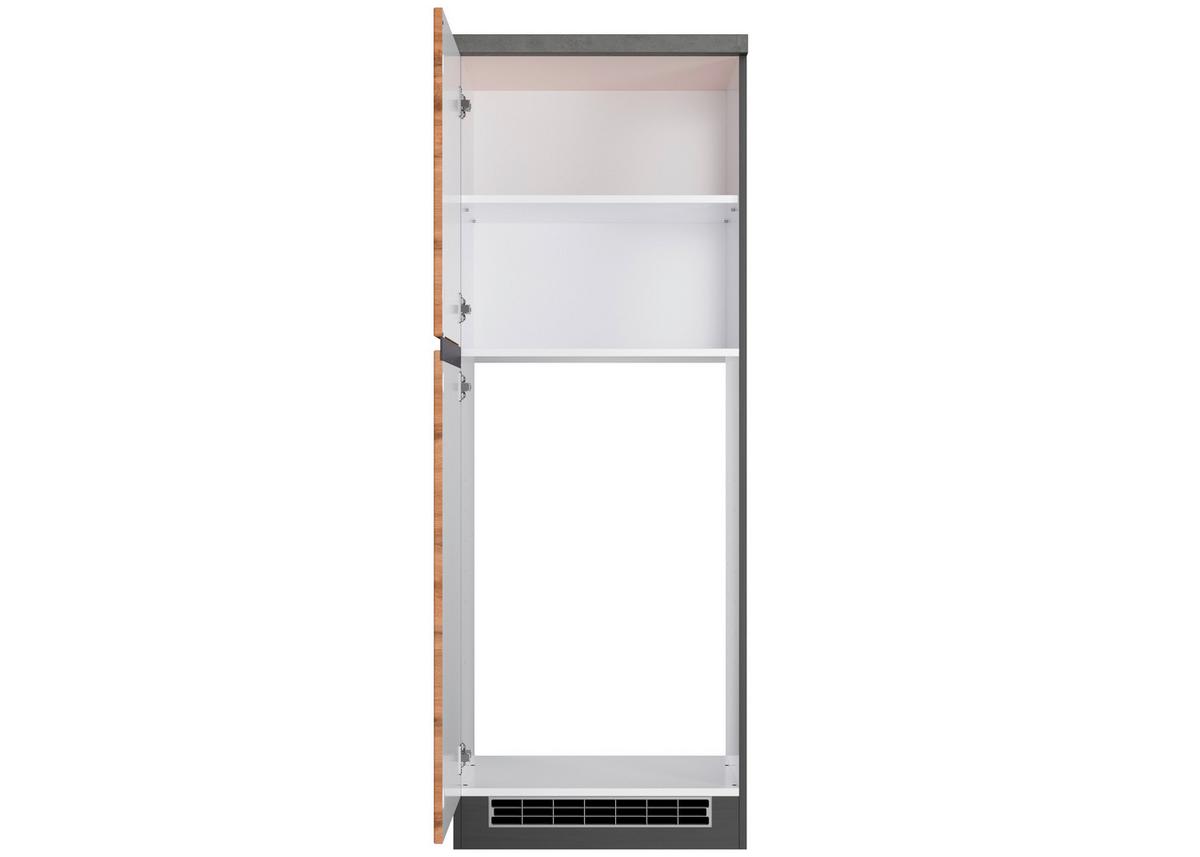 Kühlschrank-Umbauschrank Turin 60 cm Graphitfarben/Eiche - Eiche Wotan/Graphitfarben, Design, Holzwerkstoff (60/166/60cm) - Held