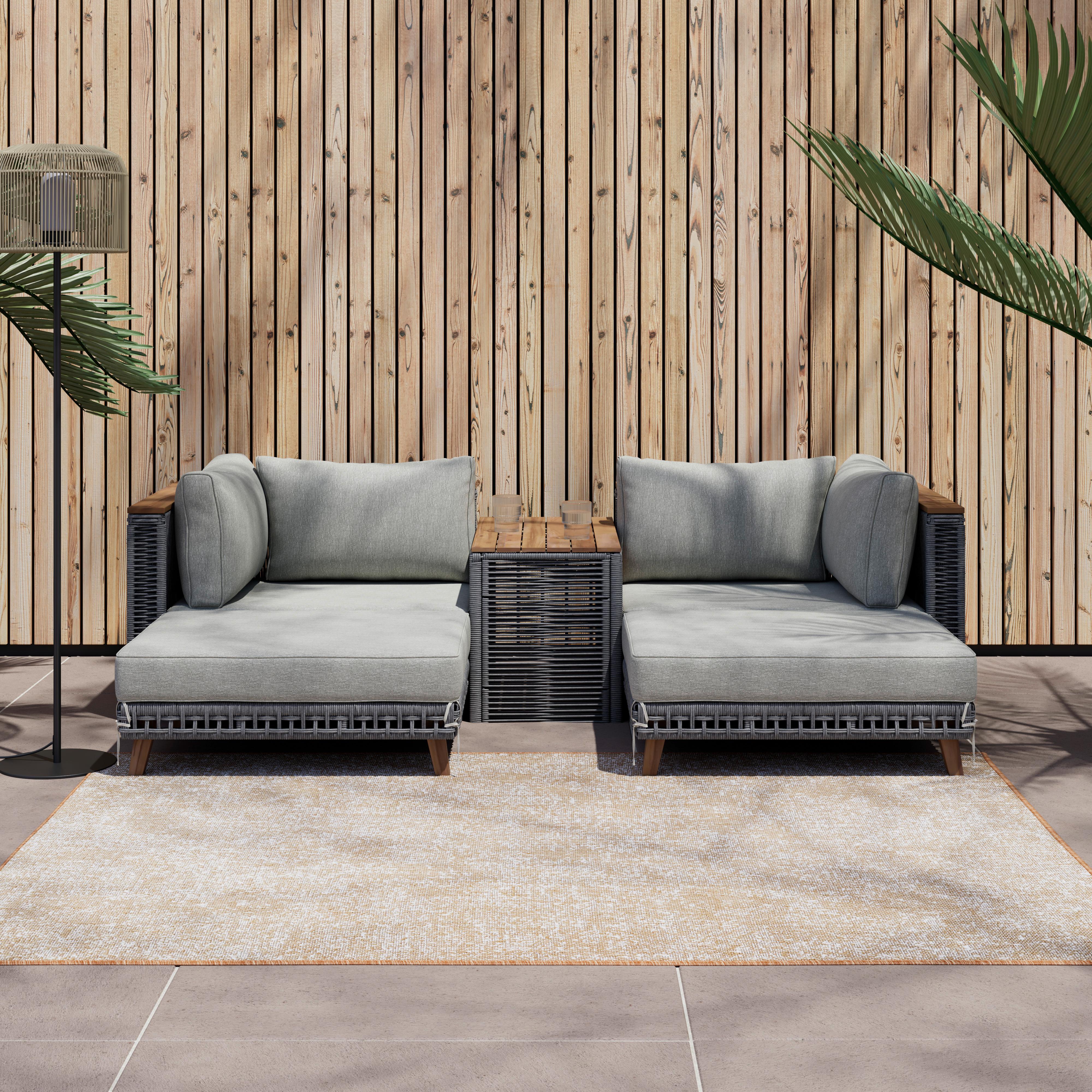 TERASOVÁ SEDACIA SÚPRAVA MARILOU - farba akácie/sivá, Modern, kov/drevo - Bessagi Garden