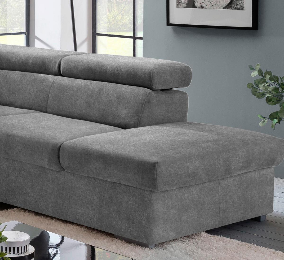 Sedacia súprava MILLA sivá pravý roh - sivá, Basics, drevo/textil (252/217cm)