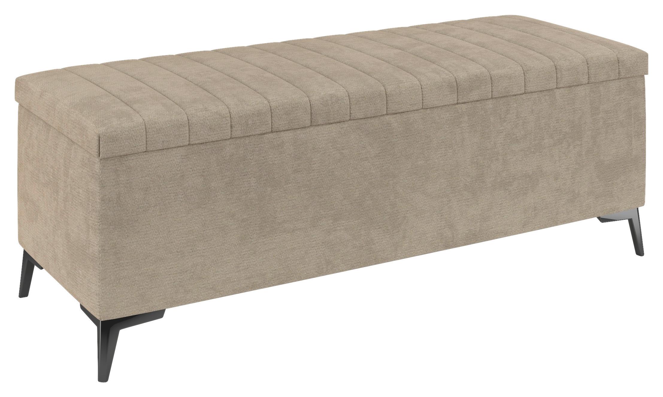 Lavice k posteli SANTI béžová - černá/béžová, Moderní, kov/kompozitní dřevo (144/56/54cm)