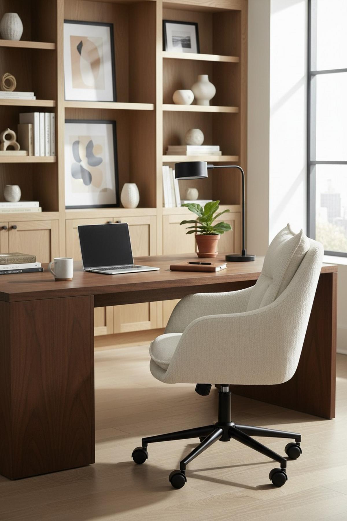 Drehstuhl Siena Beige B: 58 cm - Beige/Schwarz, MODERN, Kunststoff/Textil (58/85-93/58cm) - MID.YOU