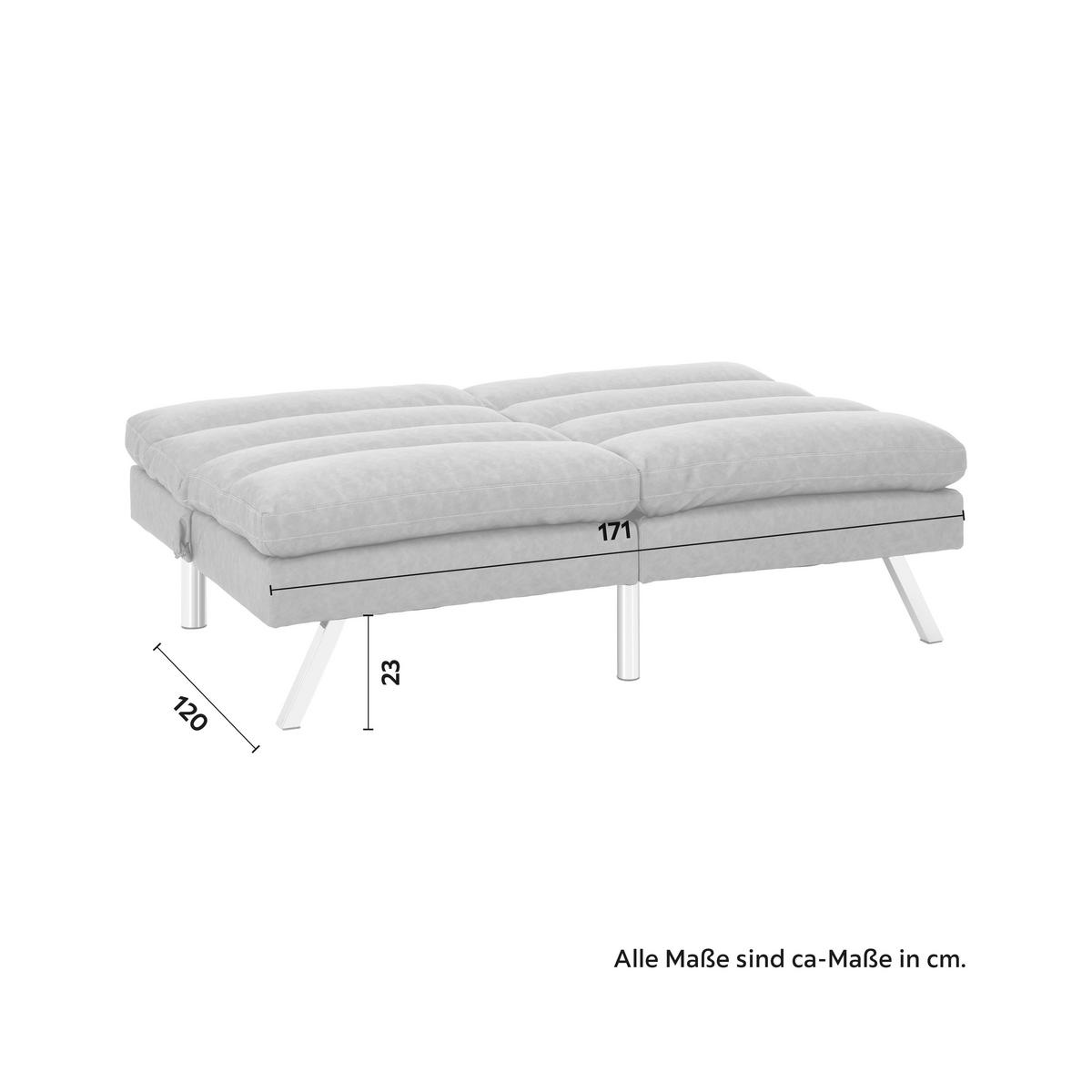 Pohovka LIA svetlá sivá - svetlosivá/chrómová, Modern, drevo/textil (171/112/53cm) - Bessagi Home