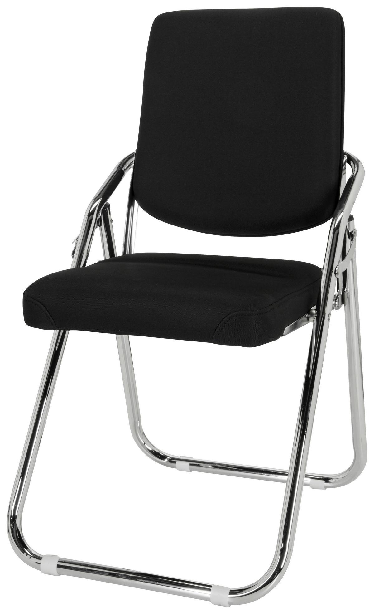 Besucherstuhl Esto Schwarz Klappbar - Chromfarben/Schwarz, Basics, Textil/Metall (46/90/40cm) - MID.YOU