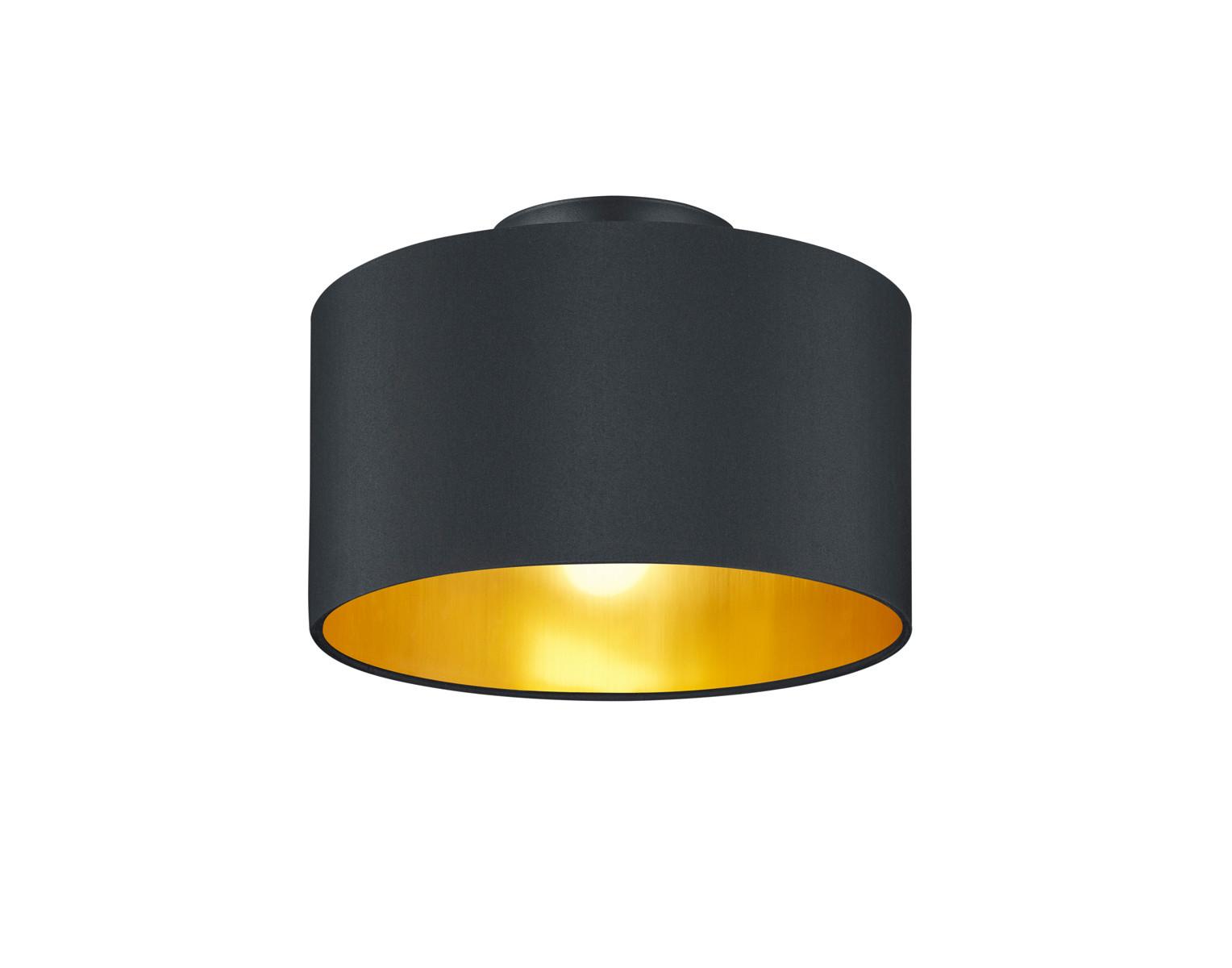 Deckenleuchte Ø 30 cm 2-Flammig mit Textilschirm - Goldfarben/Schwarz, Design, Textil/Metall (30/30/22cm) - Trio Leuchten