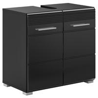 Waschbeckenunterschrank Linus Schwarz B: 60 cm - Schwarz Hochglanz/Schwarz, MODERN, Holzwerkstoff (60/56/34cm) - MID.YOU