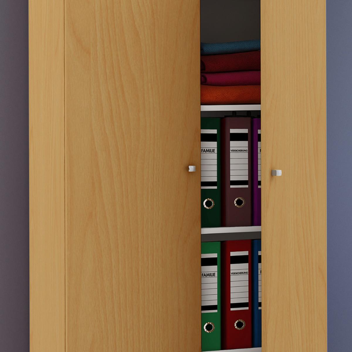 Víceúčelová skříň VANDOL nástavba se zásuvkou - barvy stříbra/barvy buku, Moderní, kompozitní dřevo/plast (70/238/39cm) - MID.YOU