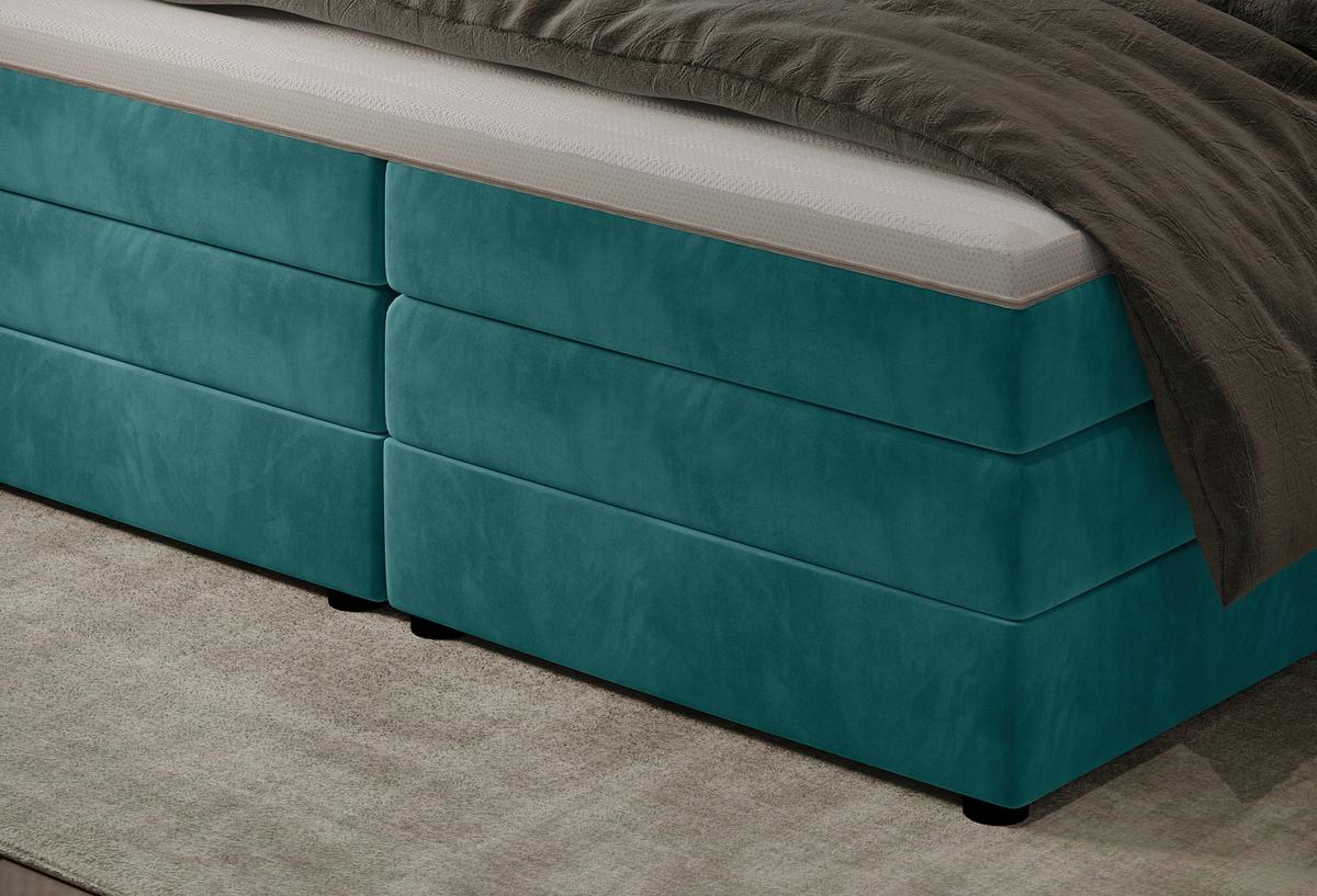 Boxspringbett Swing 9 Petrol 180x200 Cm H2 - Petrol/Schwarz, ROMANTIK / LANDHAUS, Textil (184/121/212cm) - James Wood