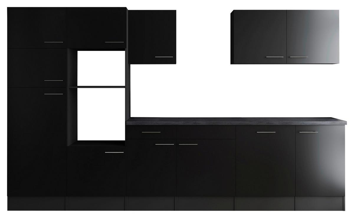 Küchenleerblock Oliver Grau, Schwarz B: 340 Cm - Schwarz/Grau, Design, Holzwerkstoff (340cm) - Respekta