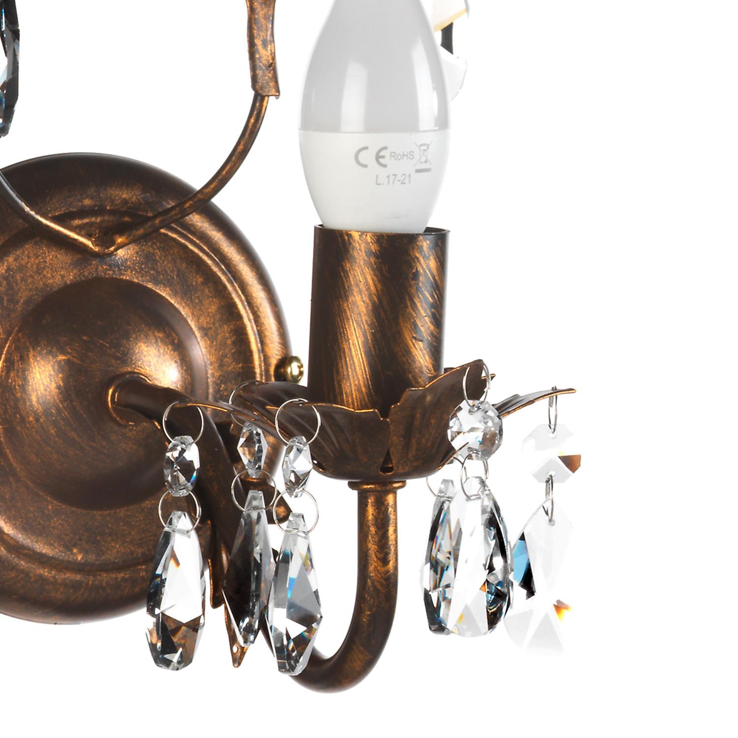 Wandleuchte 4670/Ap - Bronzefarben, KONVENTIONELL, Glas/Metall (22/13/30cm)