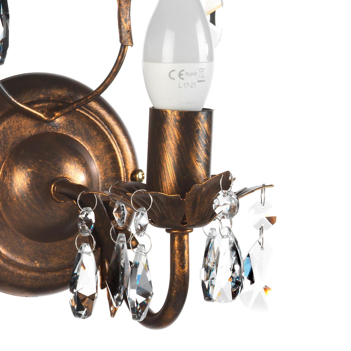 Wandleuchte 4670/Ap - Bronzefarben, KONVENTIONELL, Glas/Metall (22/13/30cm)