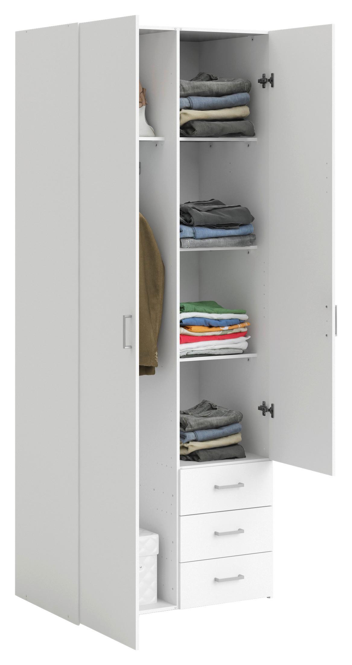 Kleiderschrank Space, Weiß, B: 77,6 Cm - Weiß, Basics, Holzwerkstoff (77,6/200,4/49,5cm) - MID.YOU