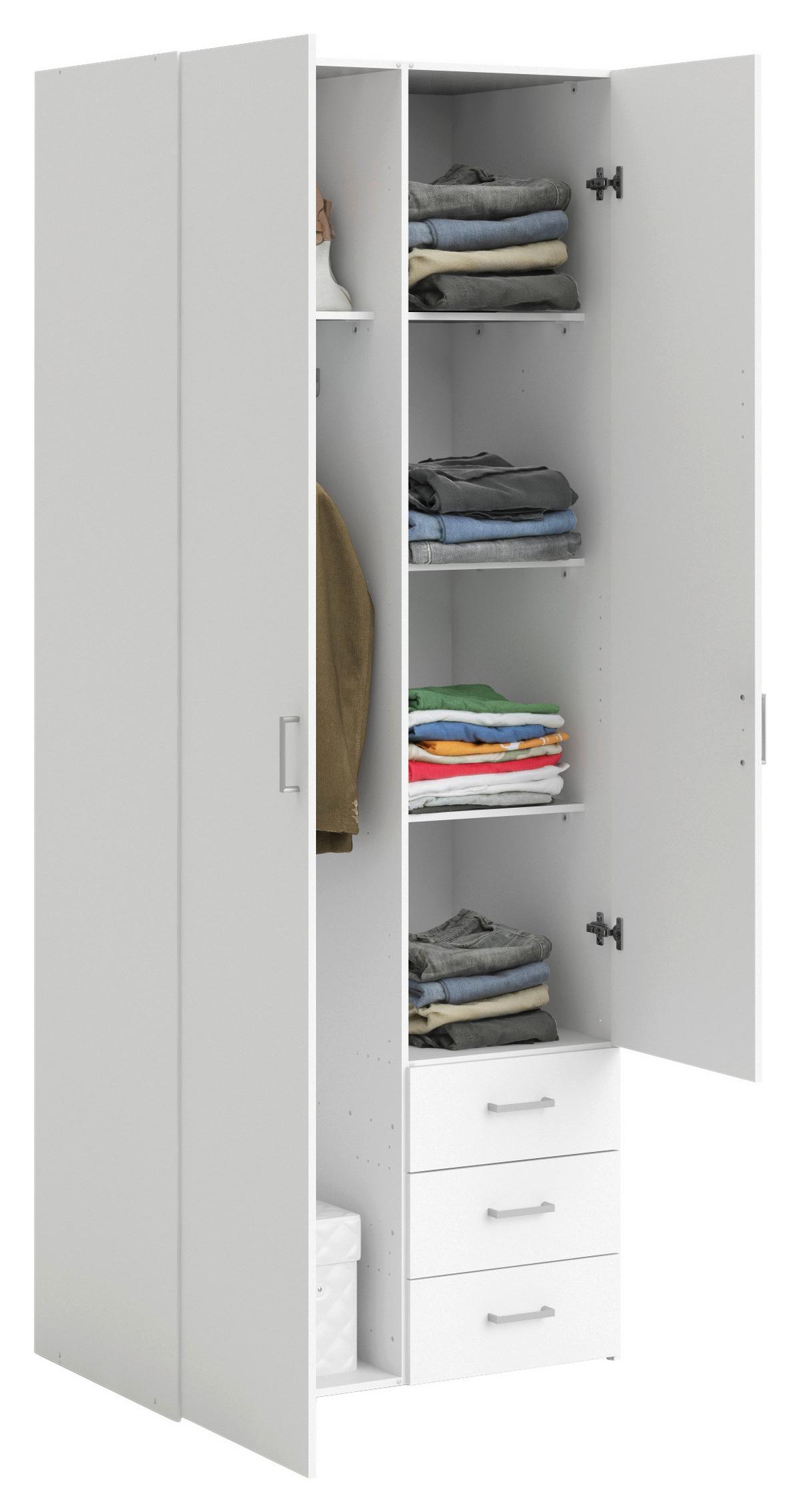 Kleiderschrank Space, Weiß, B: 77,6 Cm - Weiß, Basics, Holzwerkstoff (77,6/200,4/49,5cm) - MID.YOU