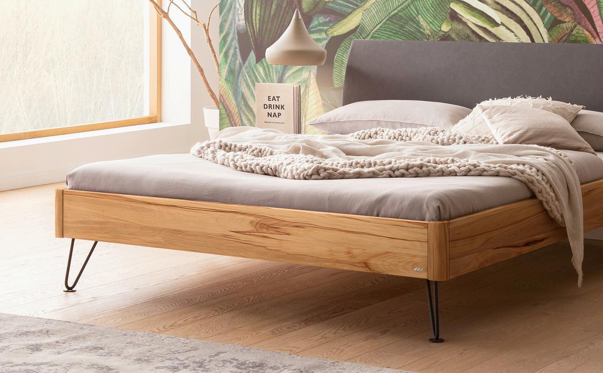 Bett Lugano, Buchefarben 140x200 Cm - Dunkelgrau/Anthrazit, MODERN, Holz/Textil (140/200cm) - Hasena