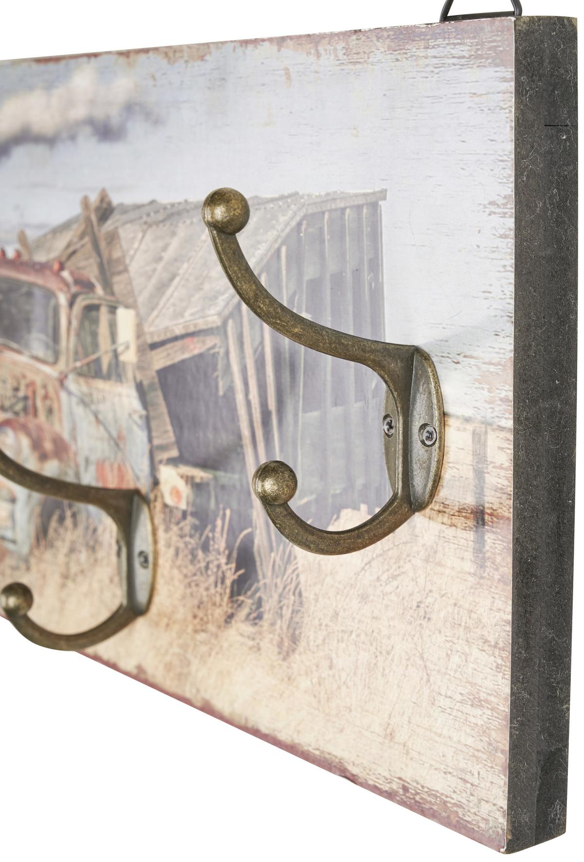 Hakenleiste Truck B: 60 cm mit Motiv 5 Haken - Multicolor/Schwarz, MODERN, Holzwerkstoff/Metall (60/20/8,5cm)