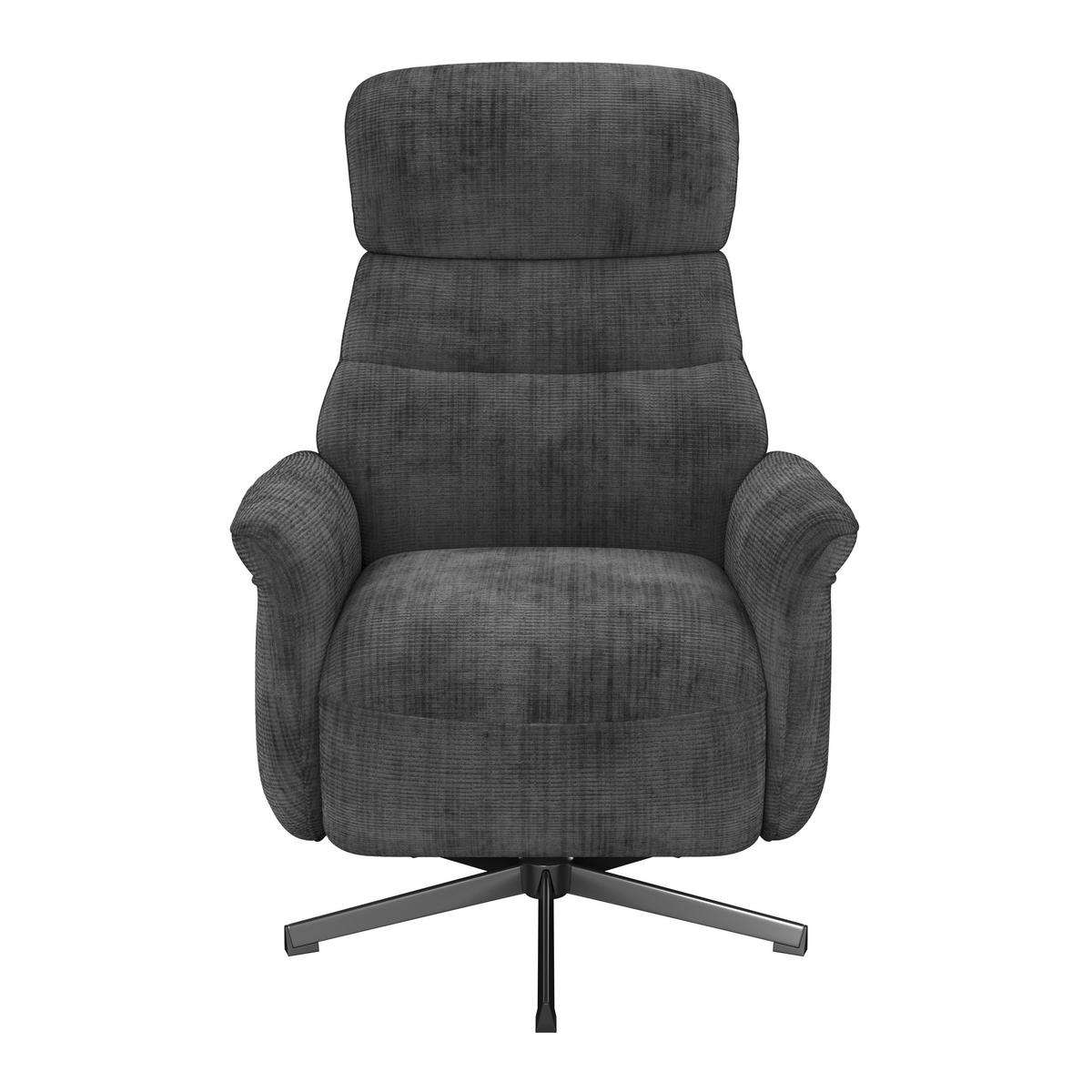 Relaxsessel Manila Chenille anthrazit, B: 73 cm - Anthrazit/Schwarz, MODERN, Textil/Metall (73/113/89cm)