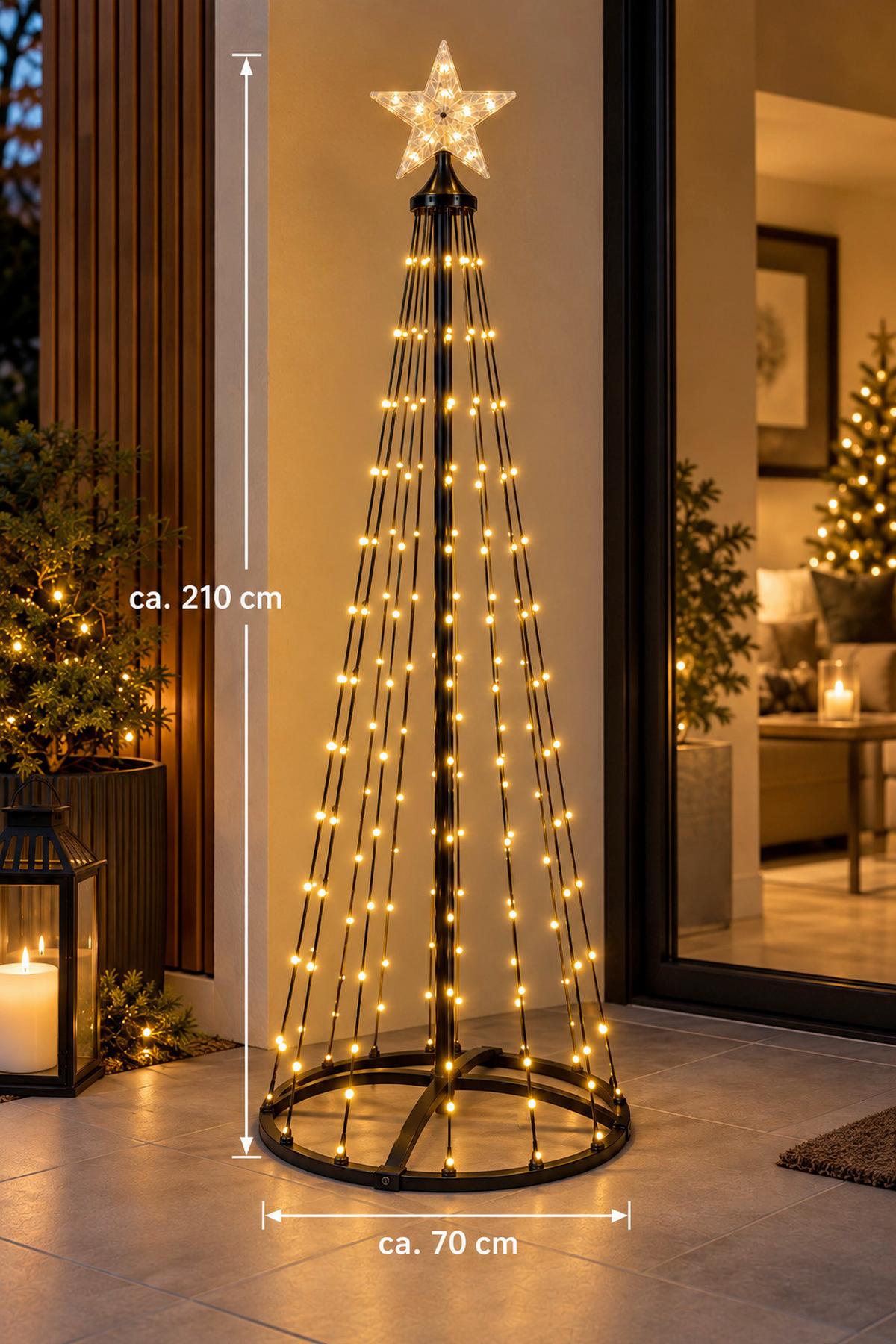LED-DEKOLEUCHTE 370 warmweiße LEDs - Schwarz, MODERN, Kunststoff/Metall (70/70/210cm)