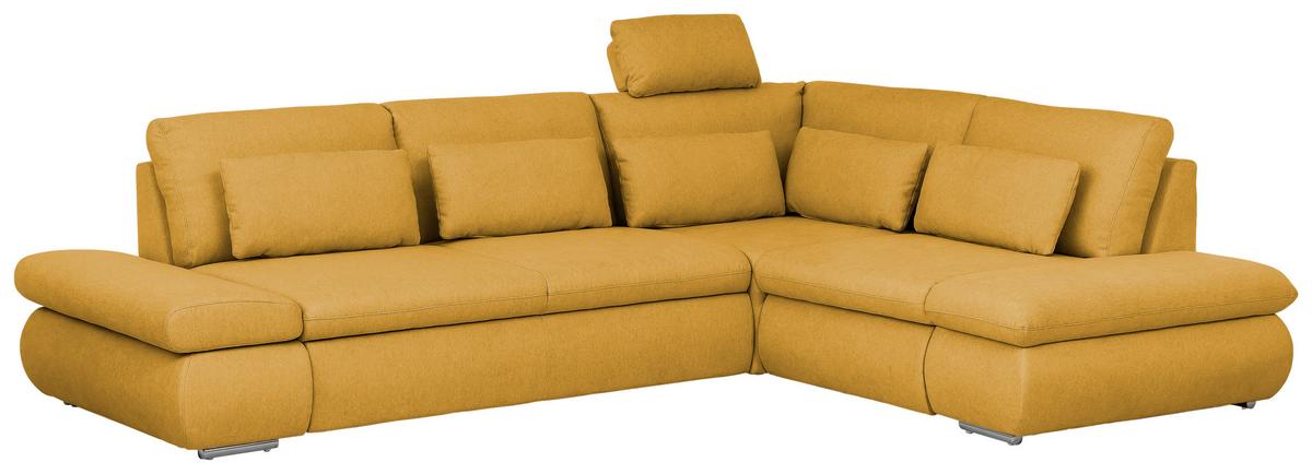 Sarokgarnitúra Alice - mustársárga, Modern, textil (300/86/224cm)