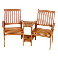 Gartenmöbel Set 3-Tlg Edison aus Eukalyptusholz - Braun, Basics, Holz (260/96/77cm) - Gardenson