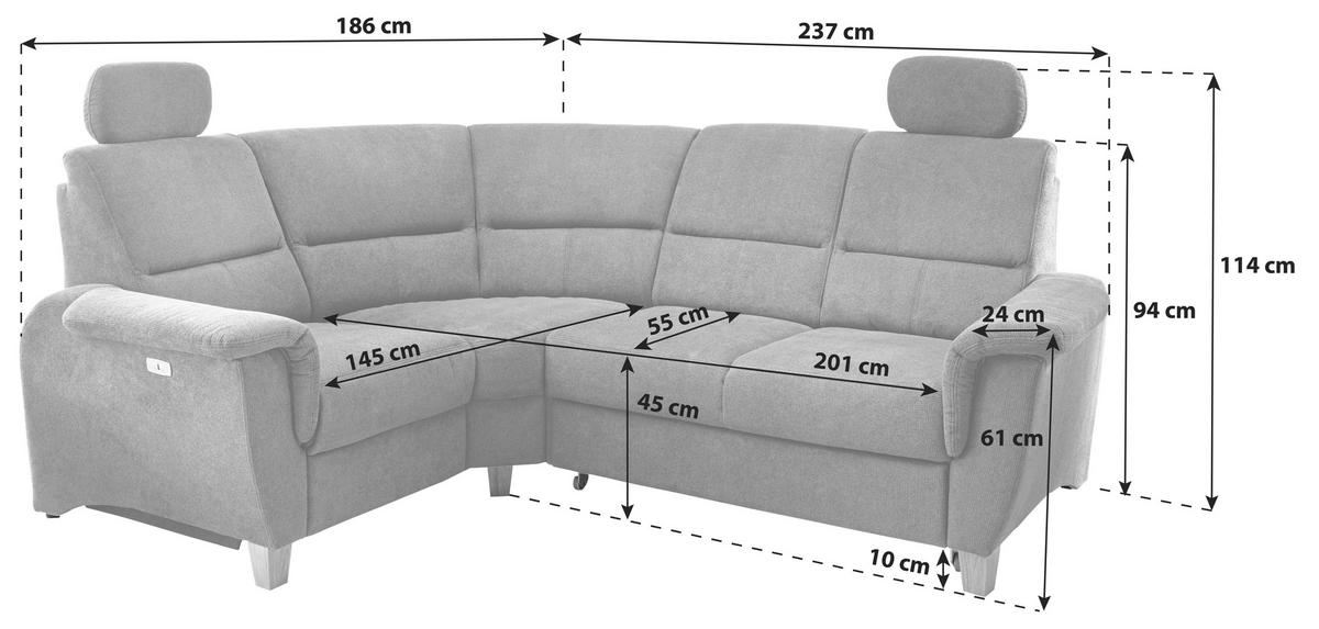 Ecksofa Mit Bettkasten Parole Dunkelgrau 186x237 Cm - Wildeiche/Dunkelgrau, KONVENTIONELL, Textil (186/237cm) - Livetastic