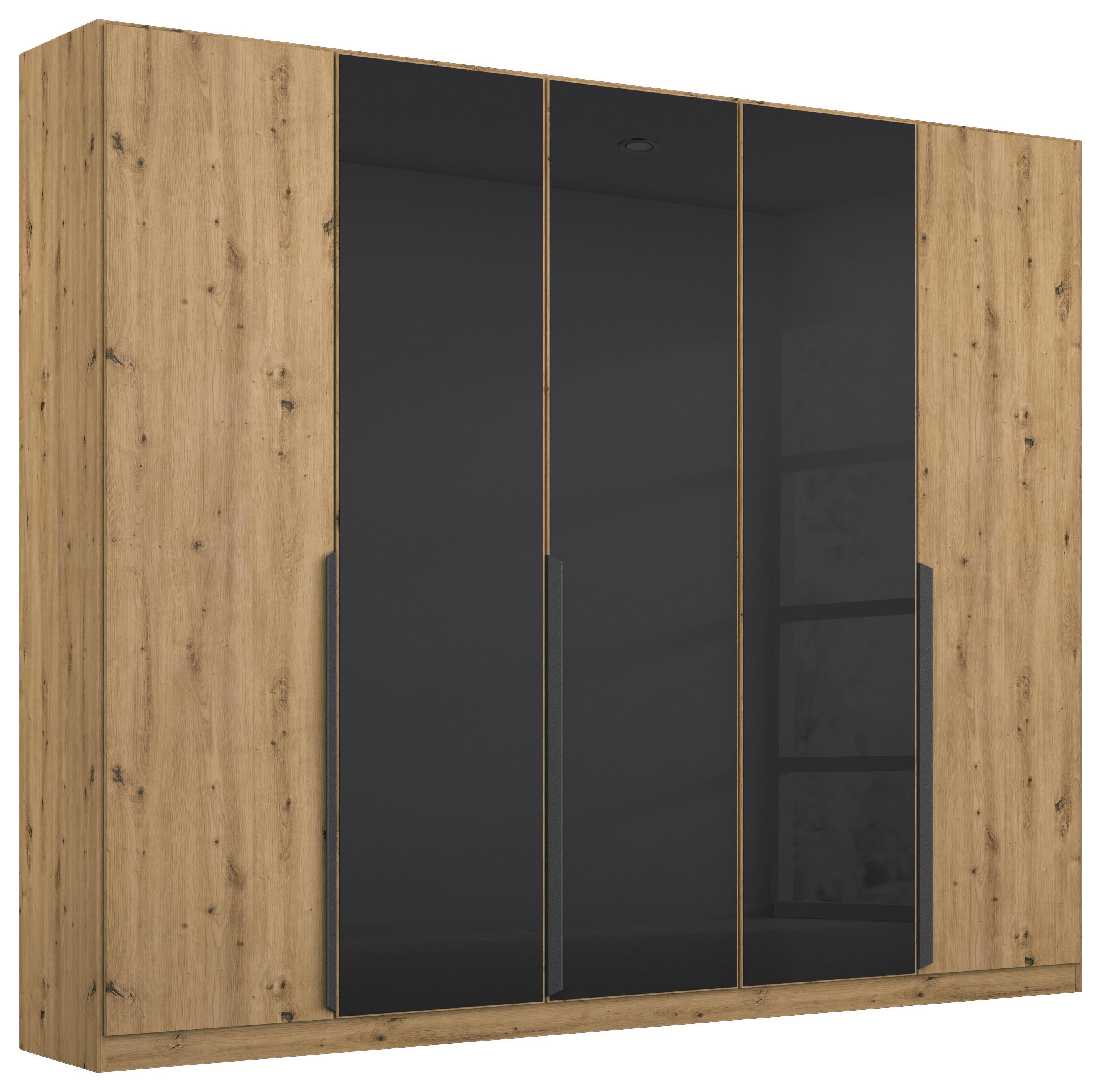 Drehtürenschrank Artemis 225 cm Anthrazit/Eiche Dekor - Anthrazit/Eiche Artisan, MODERN, Glas/Holzwerkstoff (225/210/54cm) - Rauch Möbel