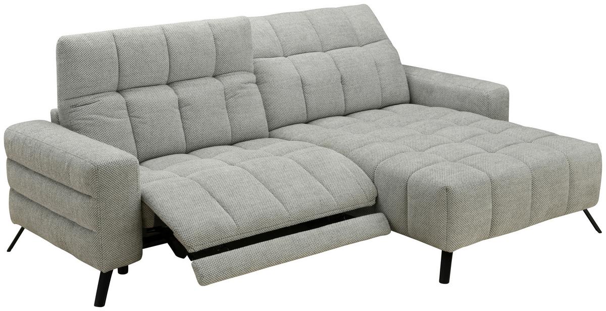 Ecksofa Milano Microfaser Hellgrau, B: 256 Cm - Hellgrau/Schwarz, MODERN, Holz/Textil (256/106cm) - Luca Bessoni