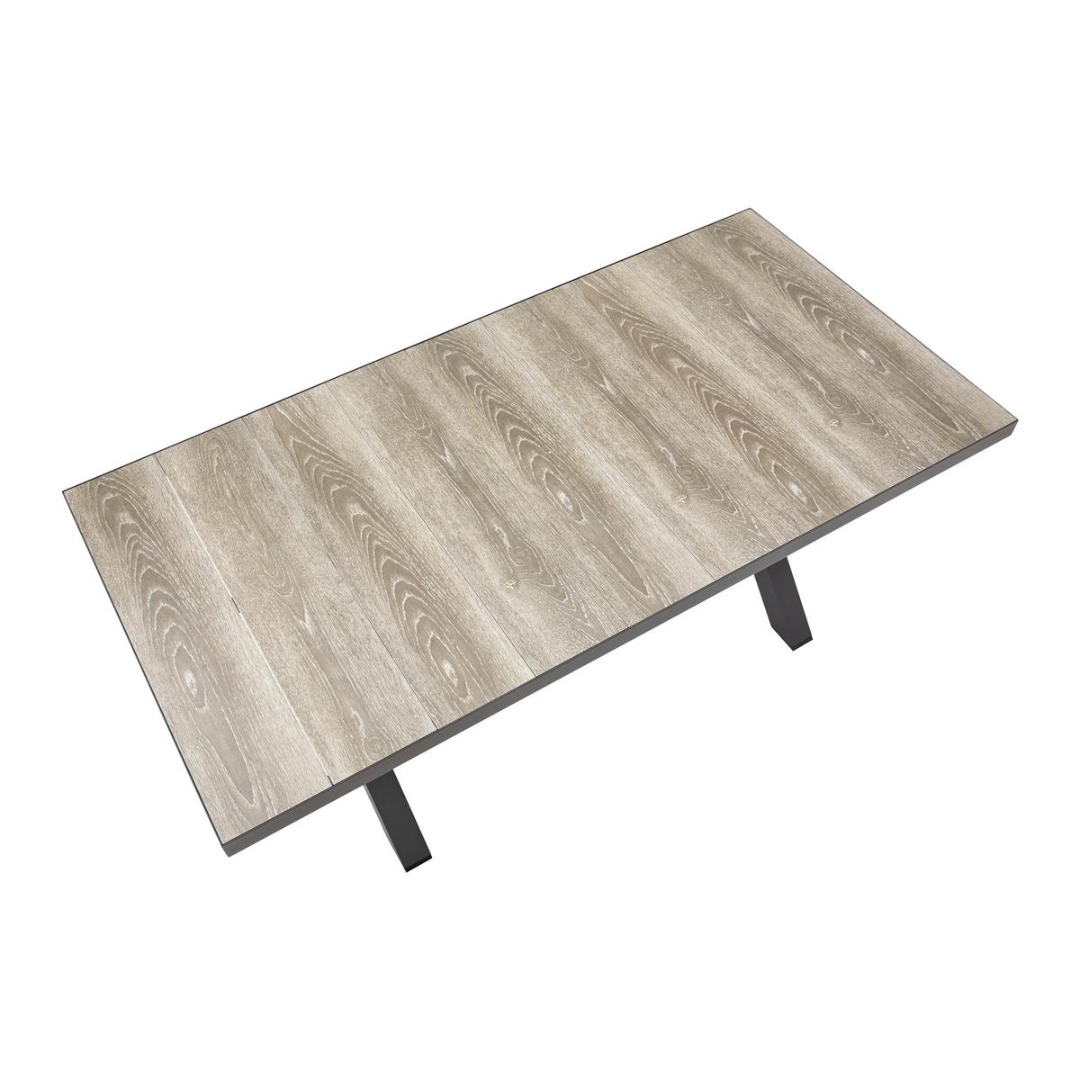 Záhradný stôl FLEUR - farba duba/tmavosivá, Modern, kov/keramika (180/75/90,5cm) - Bessagi Garden