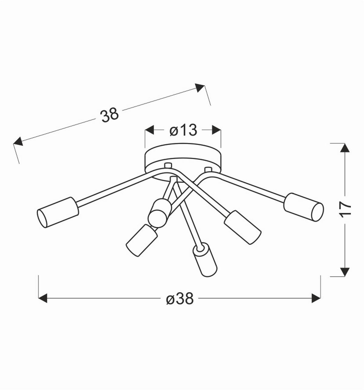 Deckenleuchte 36-79718 Tiara - Schwarz, KONVENTIONELL, Metall (38/38/17cm)