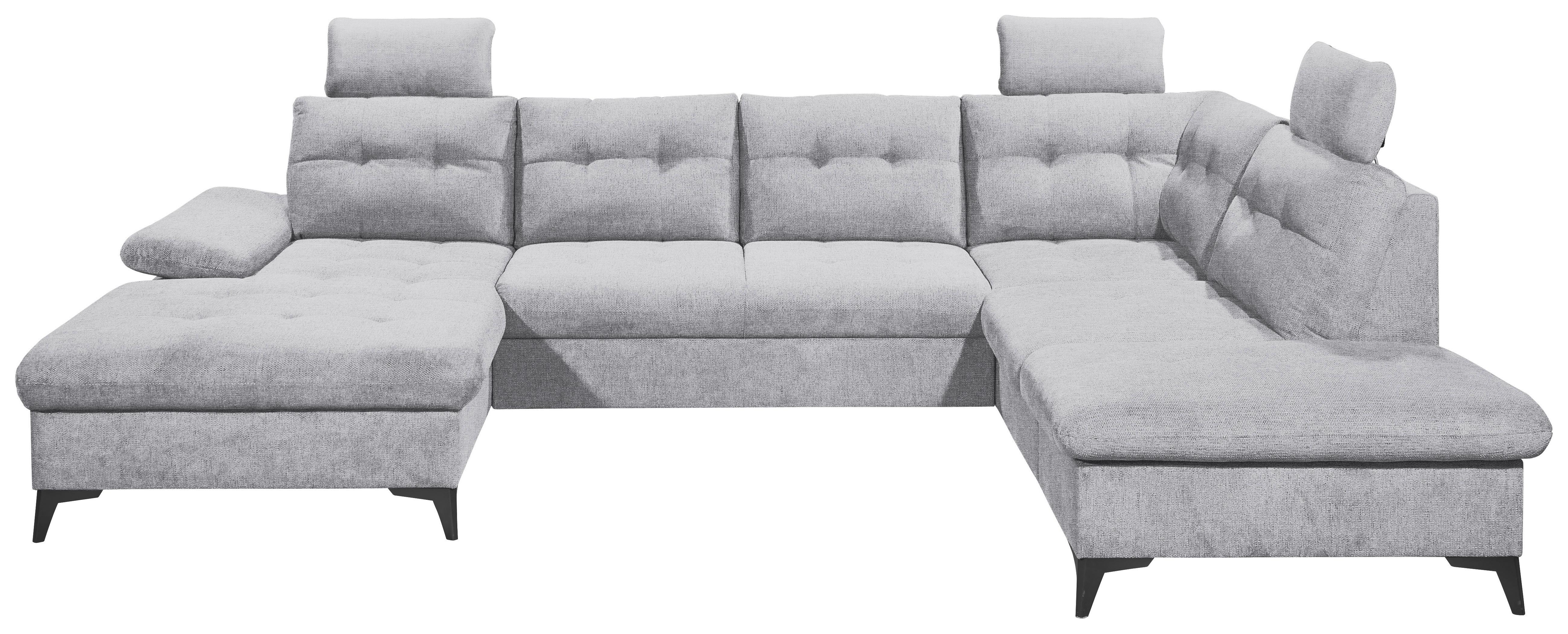 Sedací souprava DURBAN U, pravá, světle šedá - černá/světle šedá, Konvenční, textil/plast (170/324/218cm) - MID.YOU
