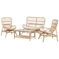 Loungegarnitur 4-Tlg Ella aus Holz mit Kissen - Braun, KONVENTIONELL, Holz - Gardenson