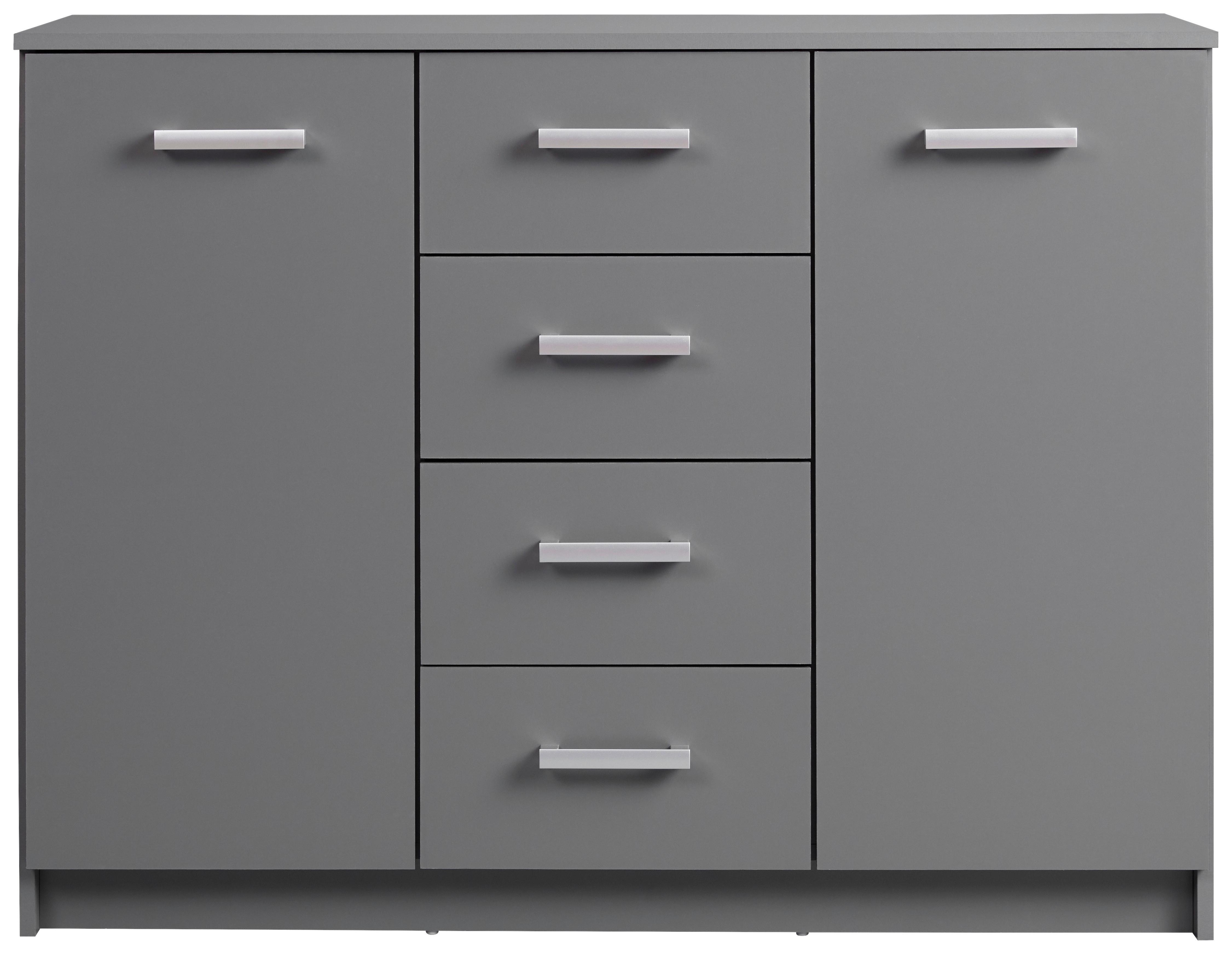 Komoda ELENZIO - barvy stříbra/barvy grafitu, Basics, kov/kompozitní dřevo (119,20/40/91,5cm) - MID.YOU