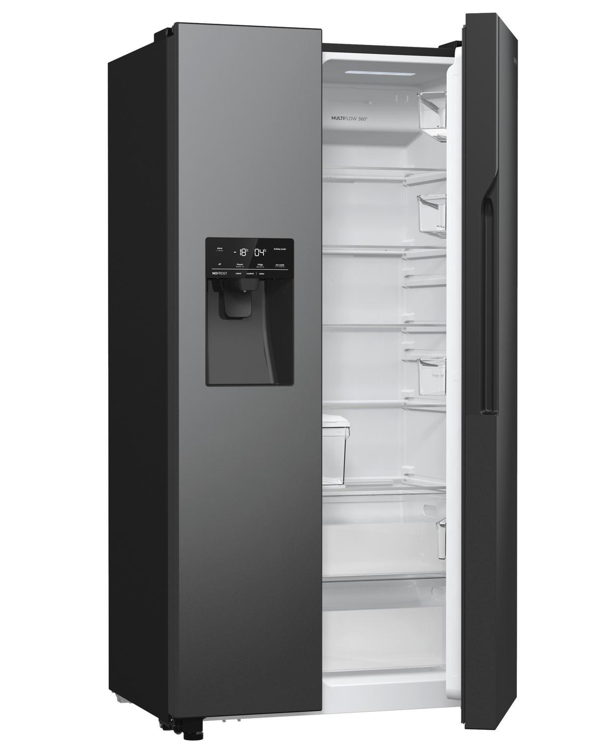 Side-by-side Nrr9185esbxl 2 Türen Schwarz - Schwarz, Basics, Glas/Kunststoff (91,5/178,6/69,8cm) - Gorenje