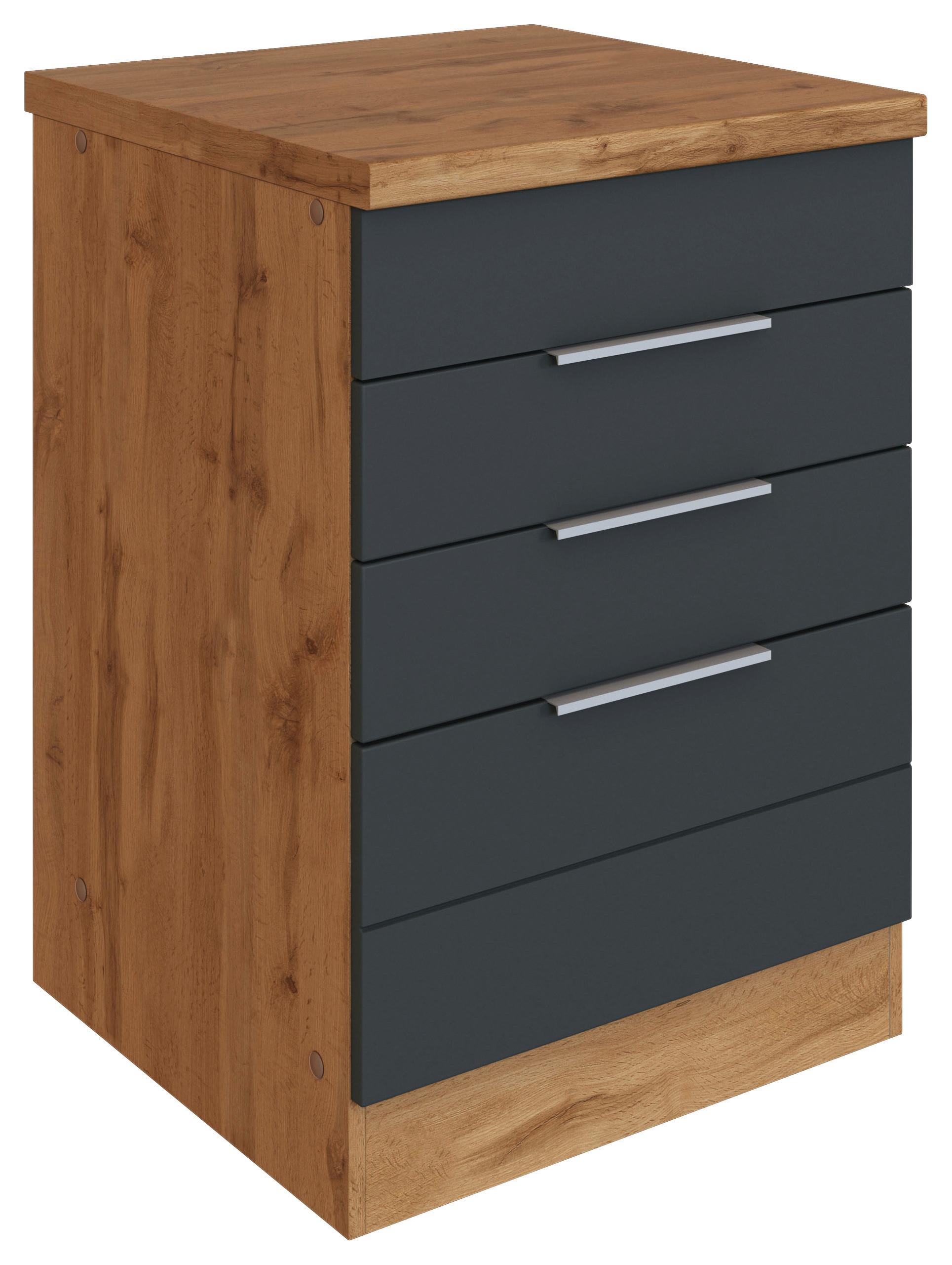 Kochfeldumbauschrank Florenz B: 60 cm für Kochfeld - Eiche Wotan/Grau, Design, Holzwerkstoff (60/86/60cm) - Held