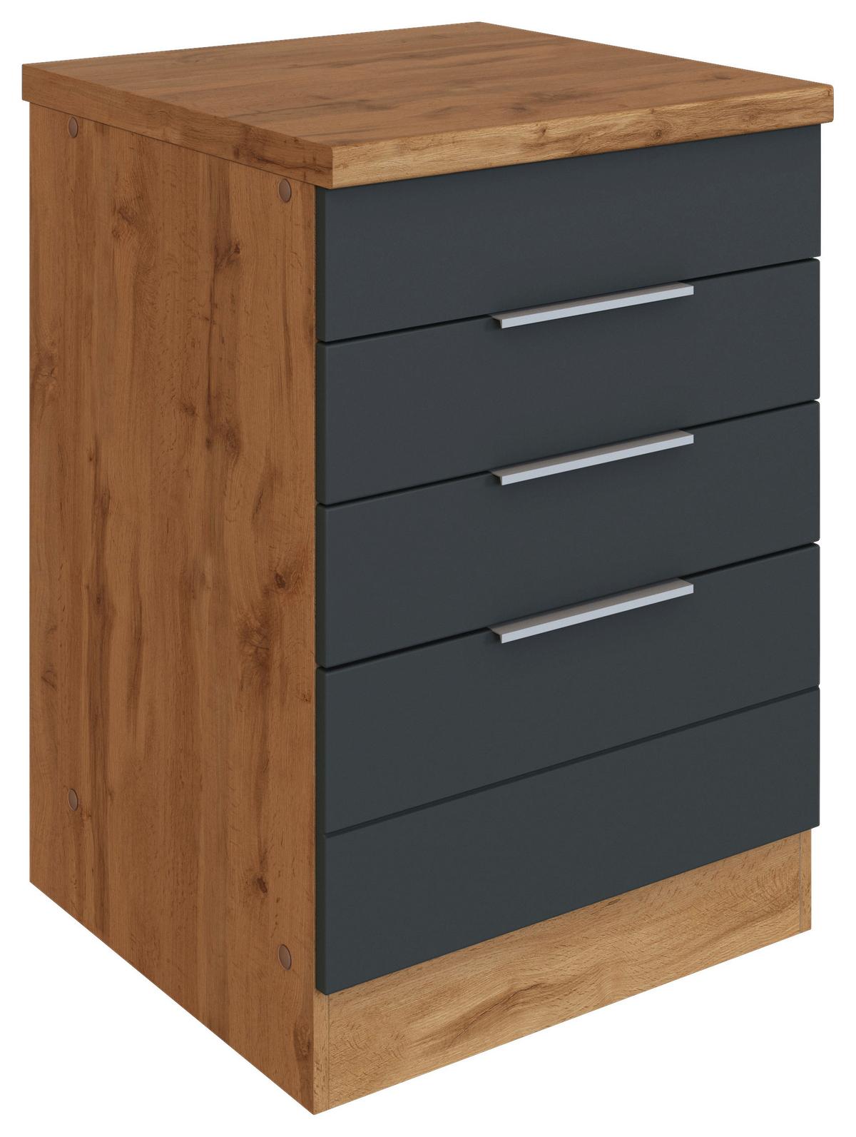Kochfeldumbauschrank Florenz B: 60 Cm Für Kochfeld - Eiche Wotan/Grau, Design, Holzwerkstoff (60/86/60cm) - Held