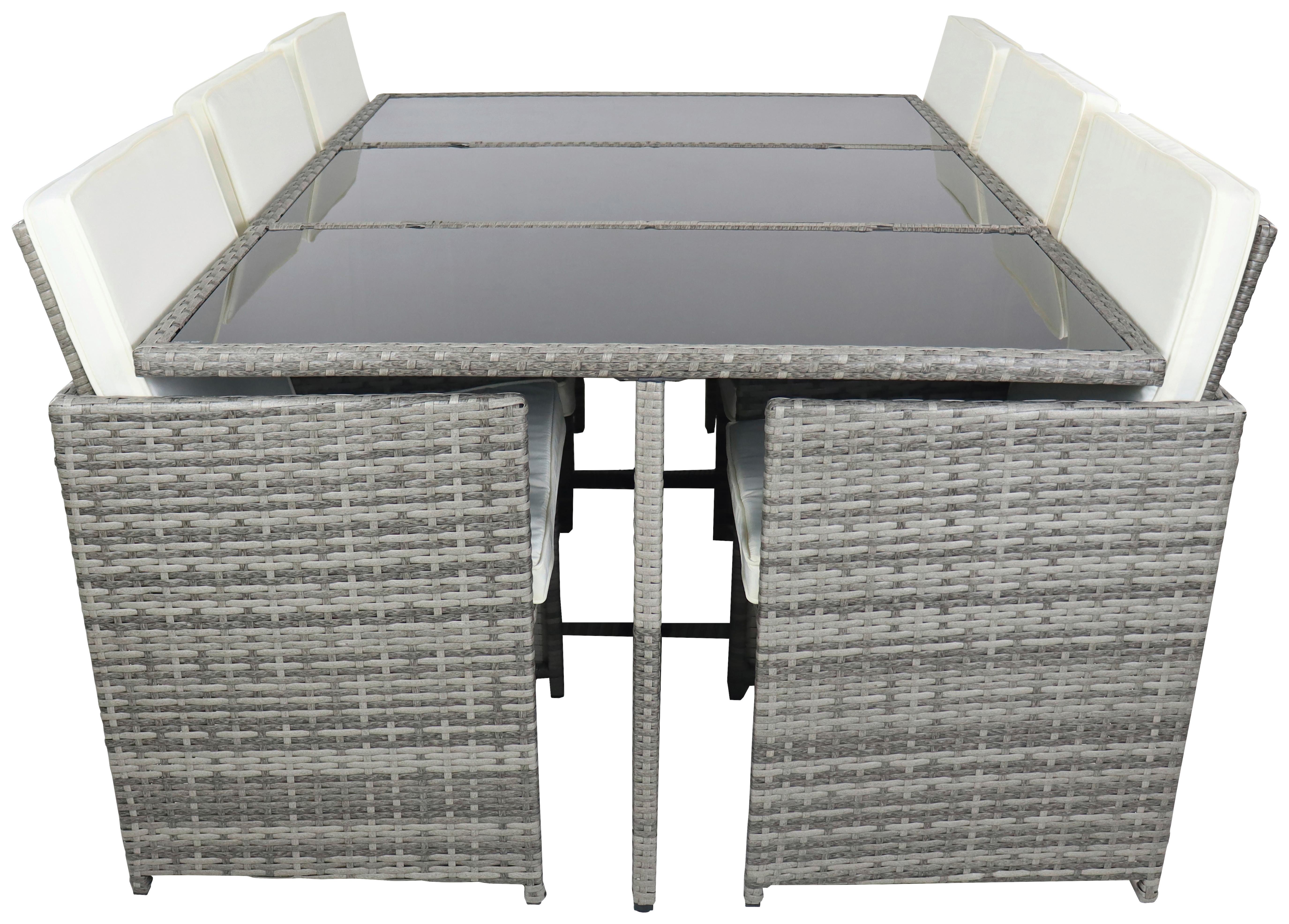 Gartentischgruppe Raloso Grau/Creme - Creme/Grau, MODERN, Glas/Kunststoff - Ambia Garden